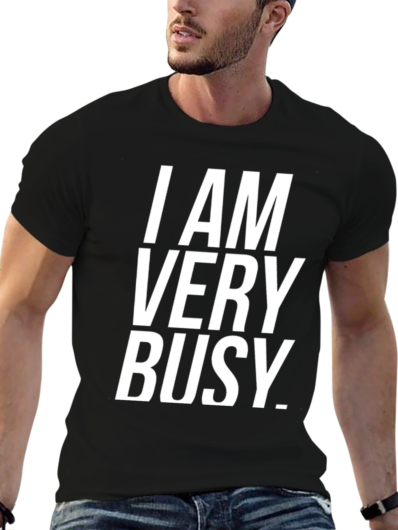 Black I Am Very Busy Graphic Tee - Soft Cotton Blend view 6