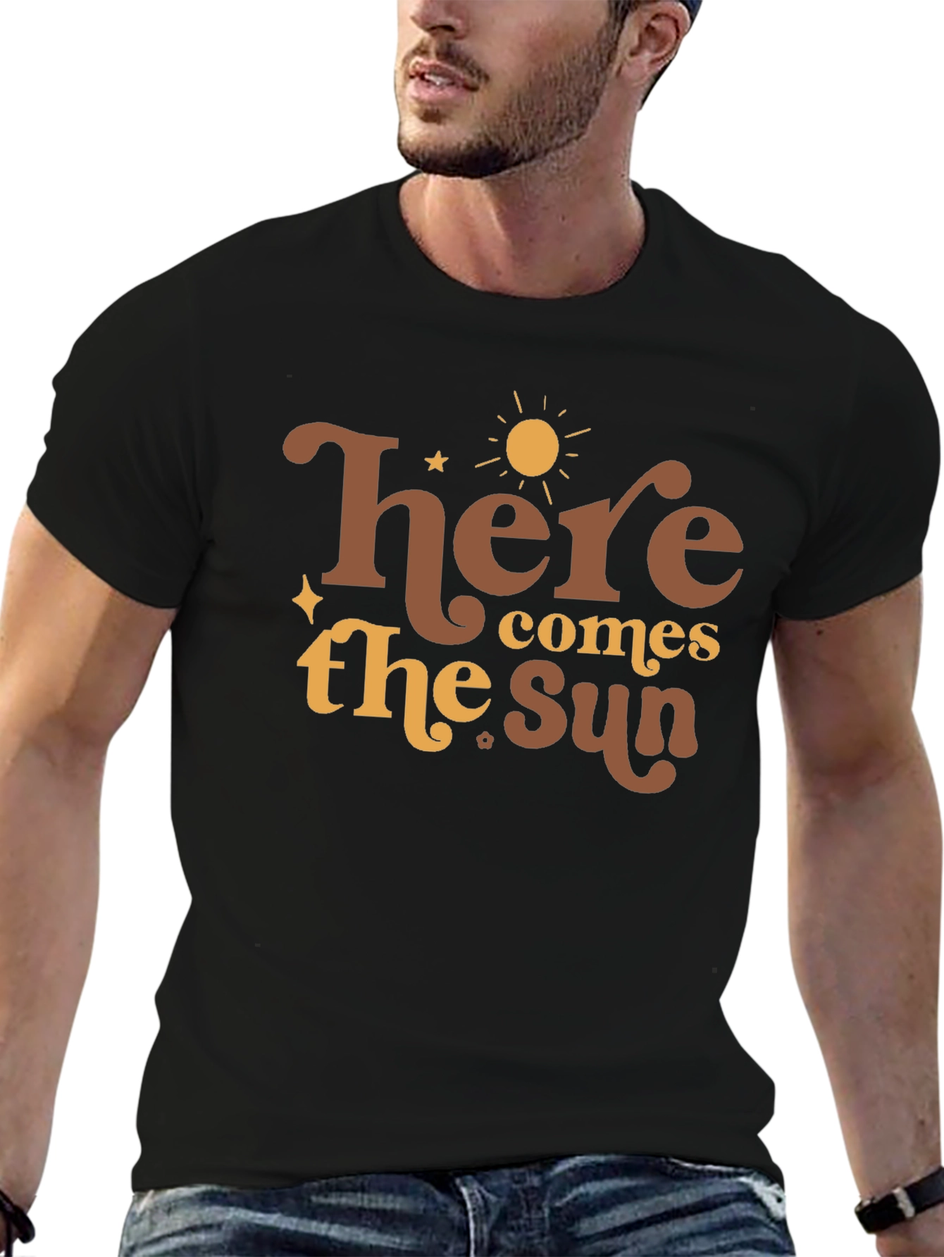 Black Here Comes the Sun Graphic Tee - Retro Style view 6