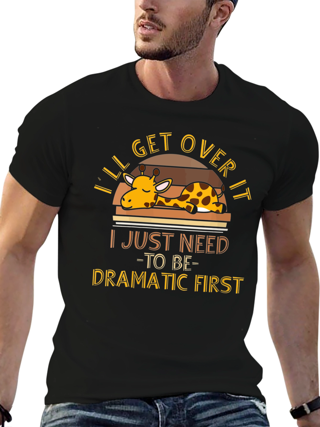 Black Dramatic Giraffe T-Shirt - I'll Get Over It view 6
