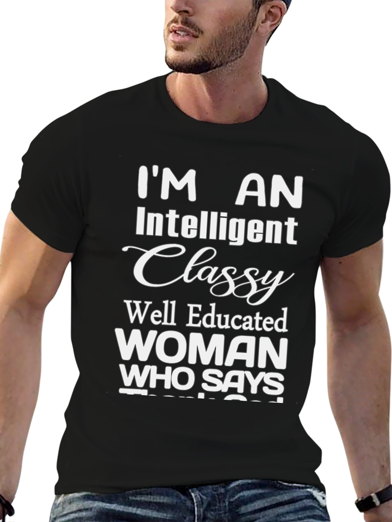 Black Intelligent Classy Woman Graphic Tee view 6