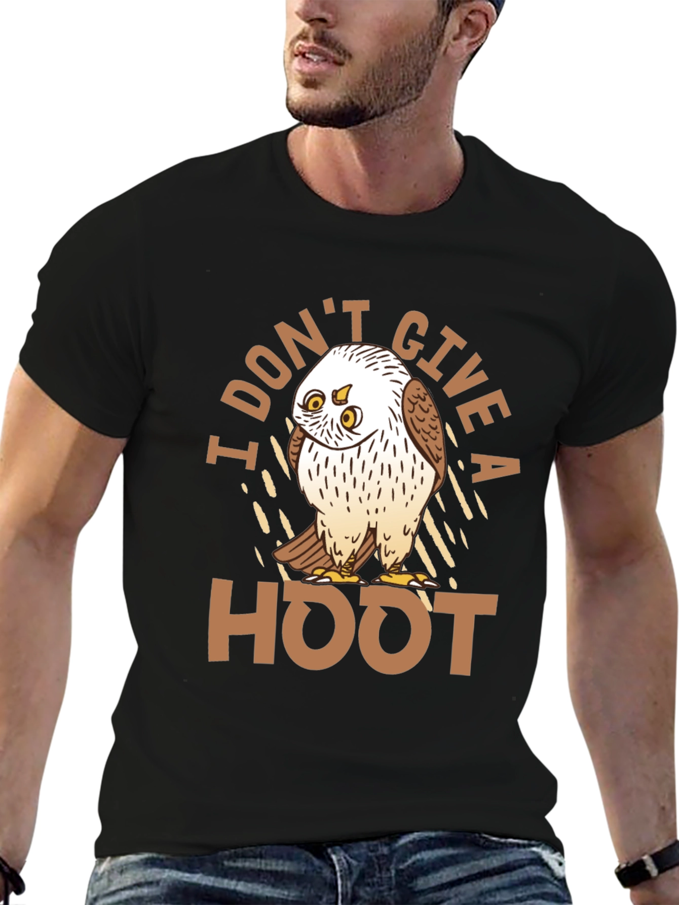 Black I Don't Give a Hoot Owl T-Shirt view 6