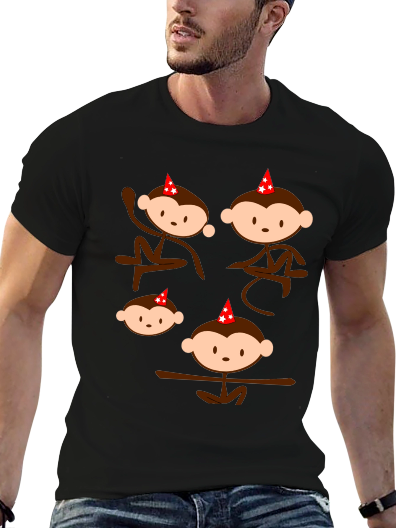 Black Monkey Birthday Party T-Shirt view 6