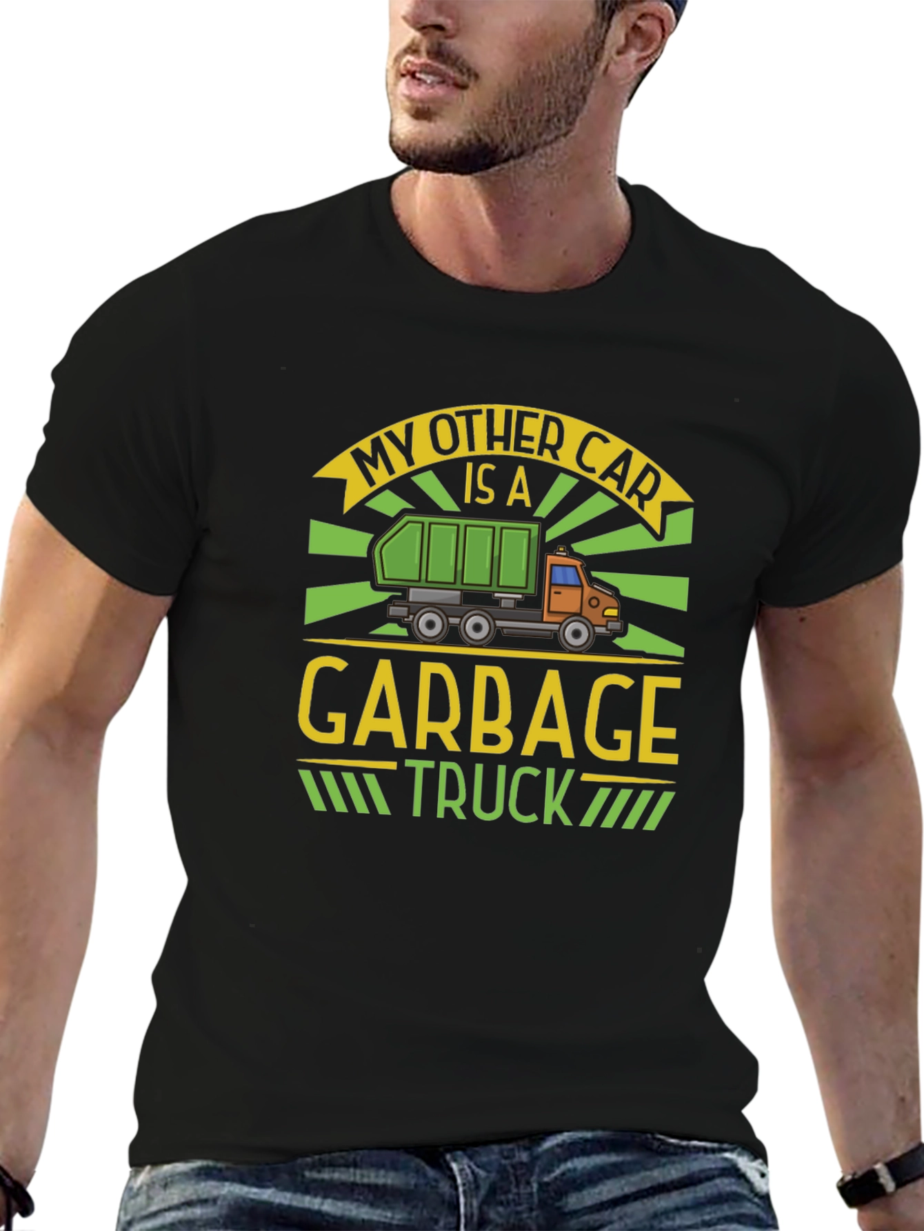 Black My Other Car is a Garbage Truck T-Shirt view 6