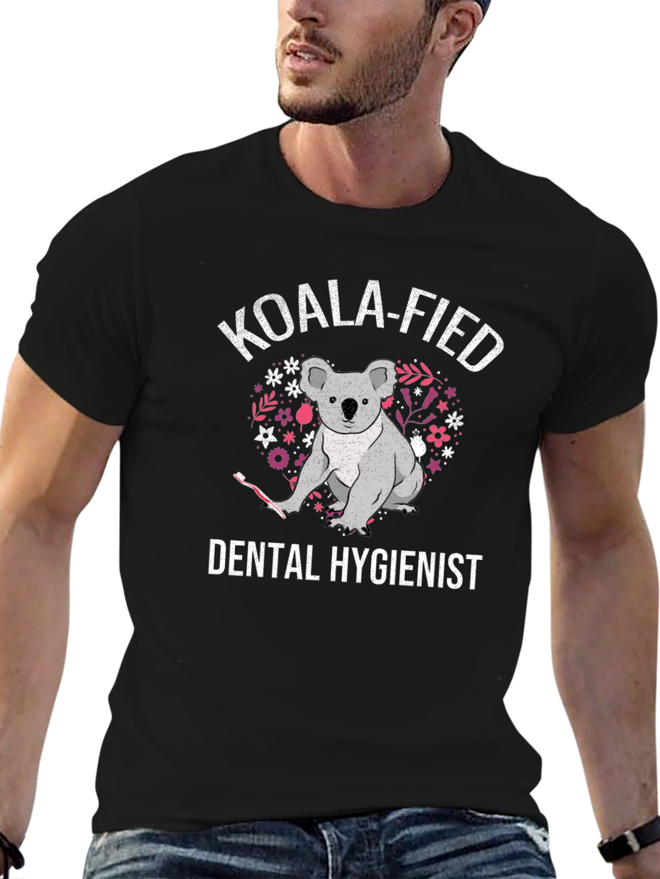 Black Koala-fied Dental Hygienist T-Shirt view 6
