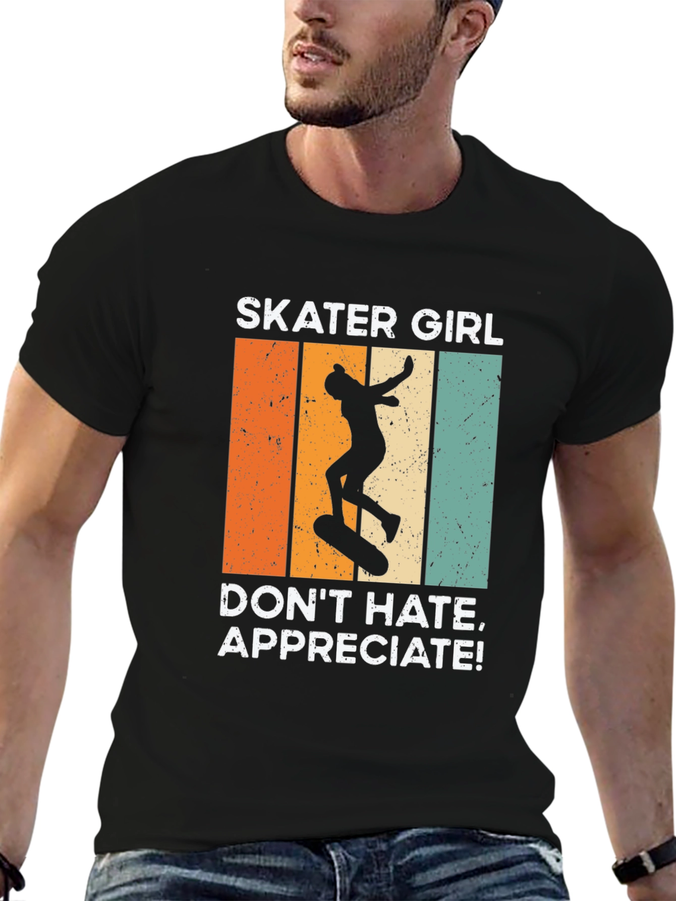 Black Skater Girl T-Shirt: Don't Hate, Appreciate! view 6
