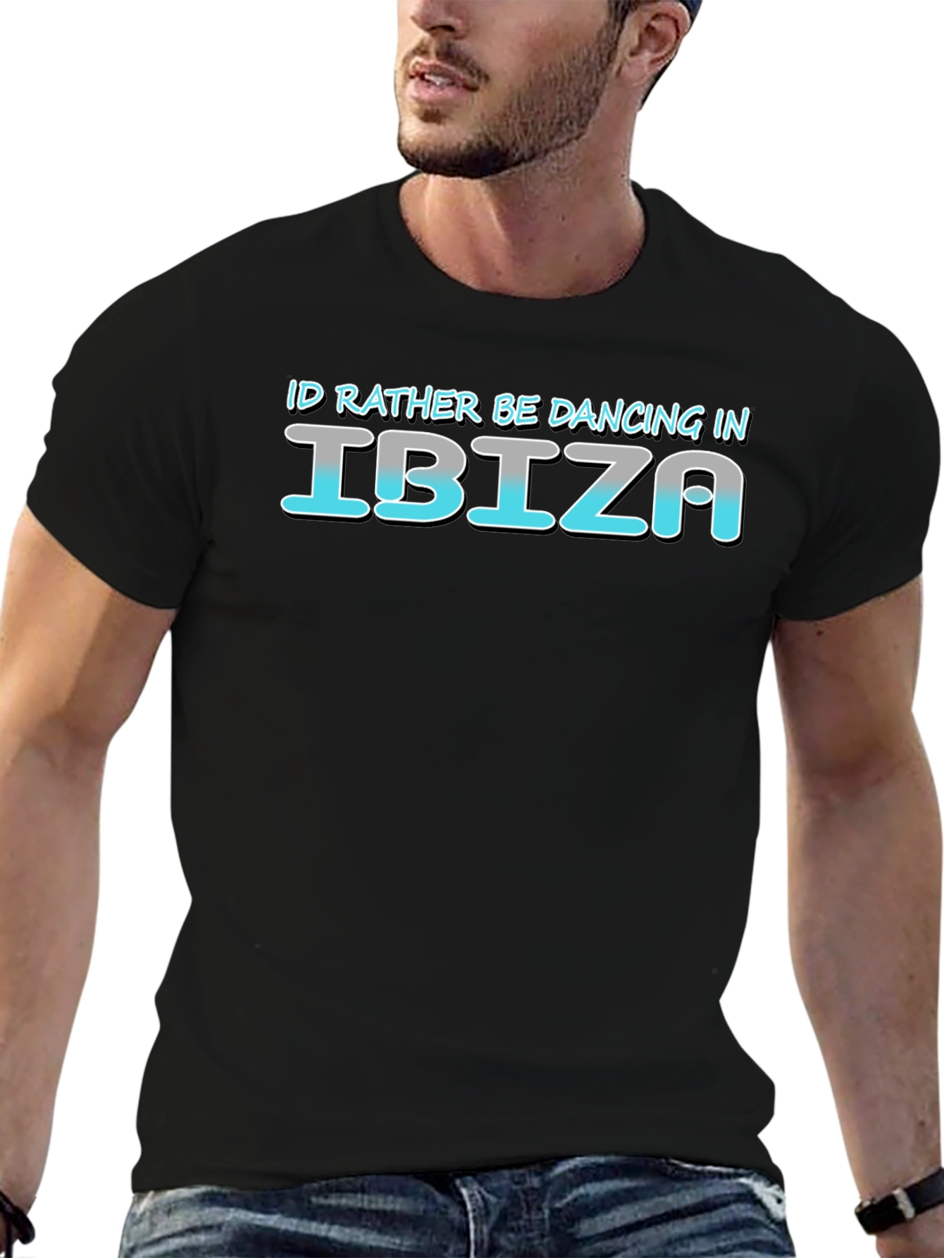 Black Ibiza Dancing T-Shirt - Men's Black Tee view 6