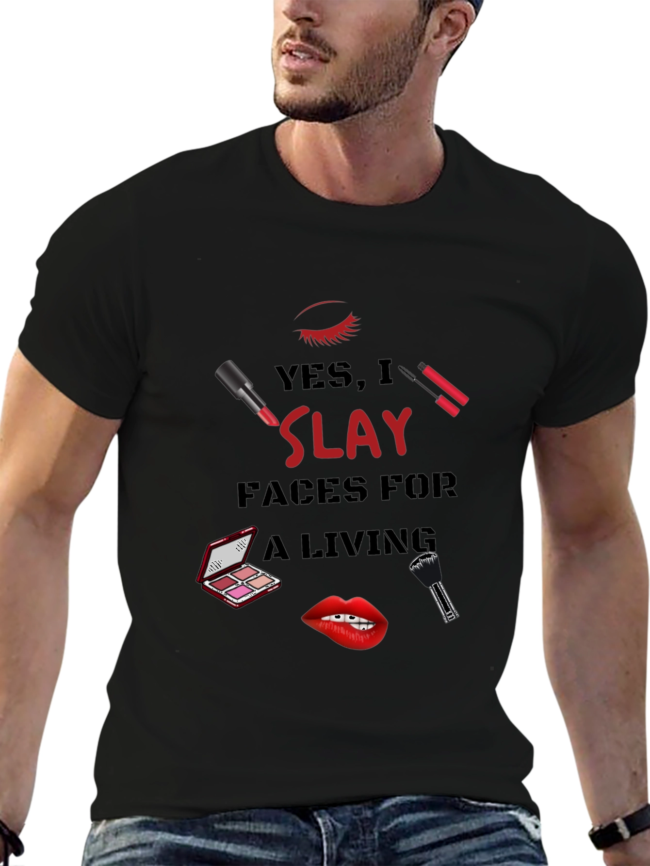 Black Slay Faces Graphic Tee - Makeup Artist T-Shirt view 6