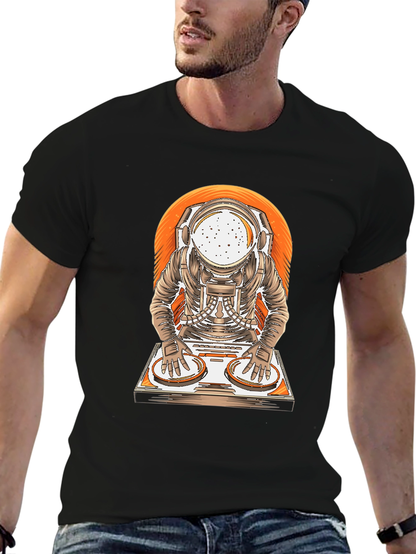 Black Astronaut DJ Graphic T-Shirt view 6