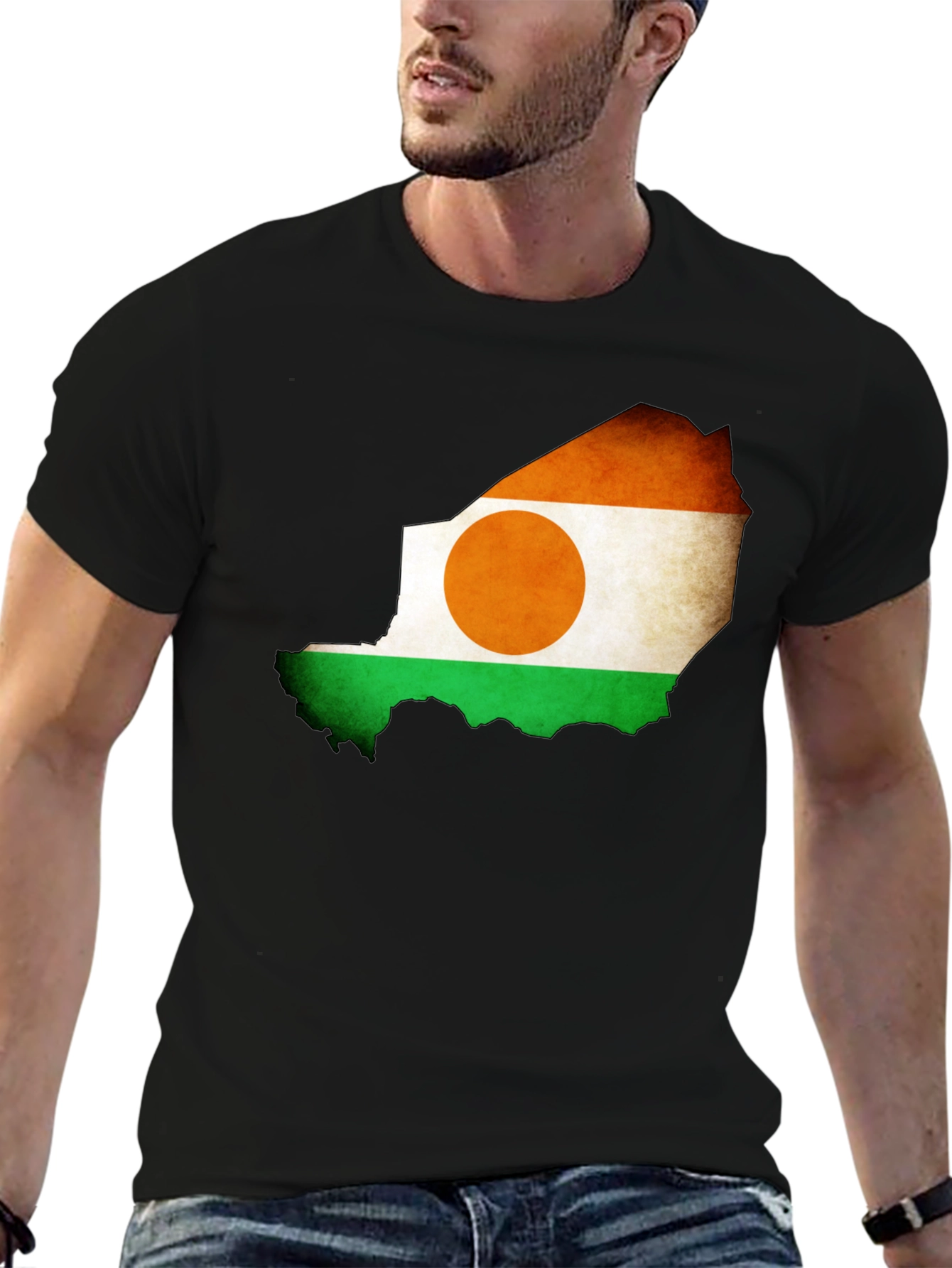 Black Niger Flag Map Graphic Tee - Black view 6