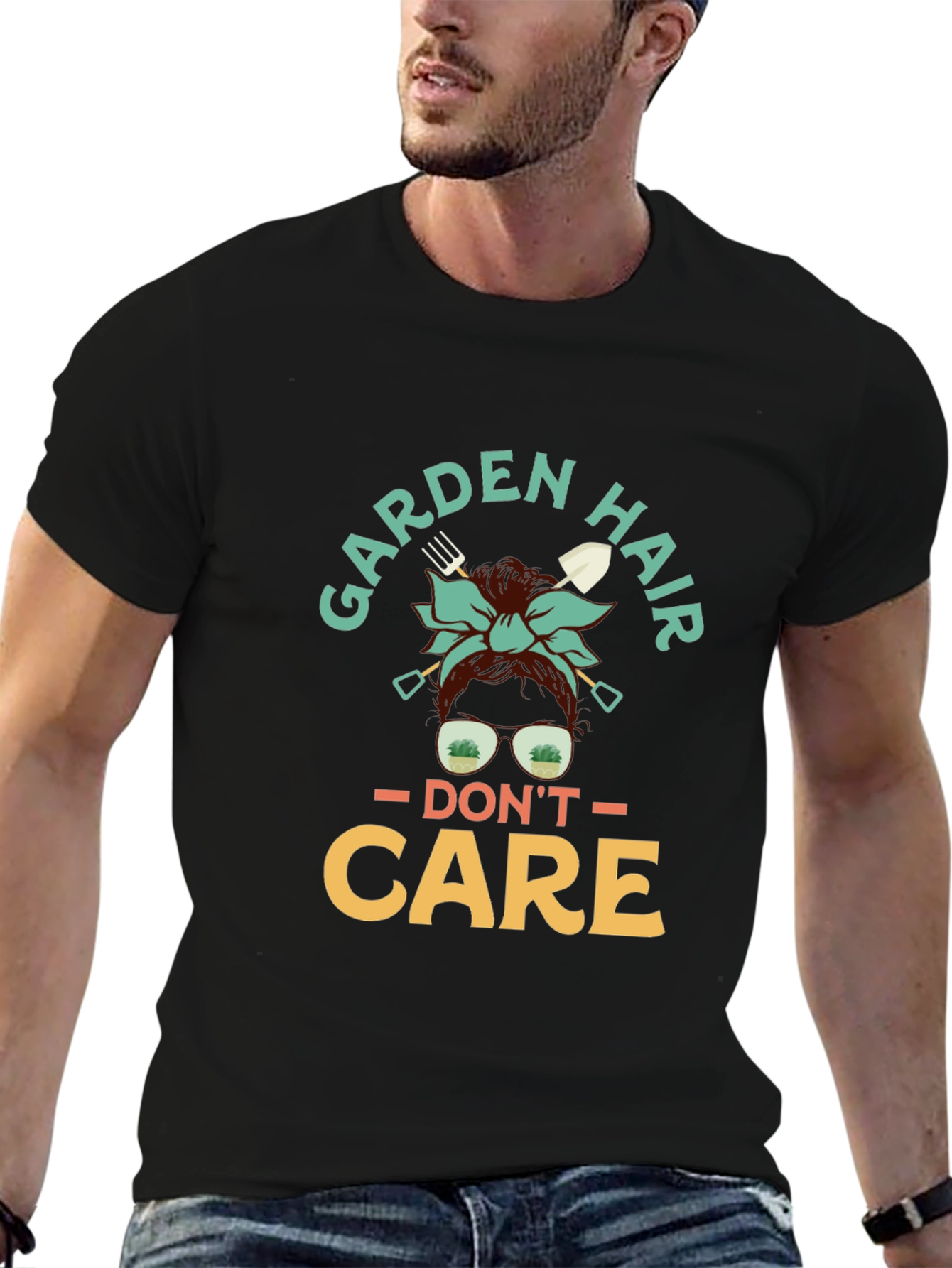 Black Garden Hair Don't Care T-Shirt view 6