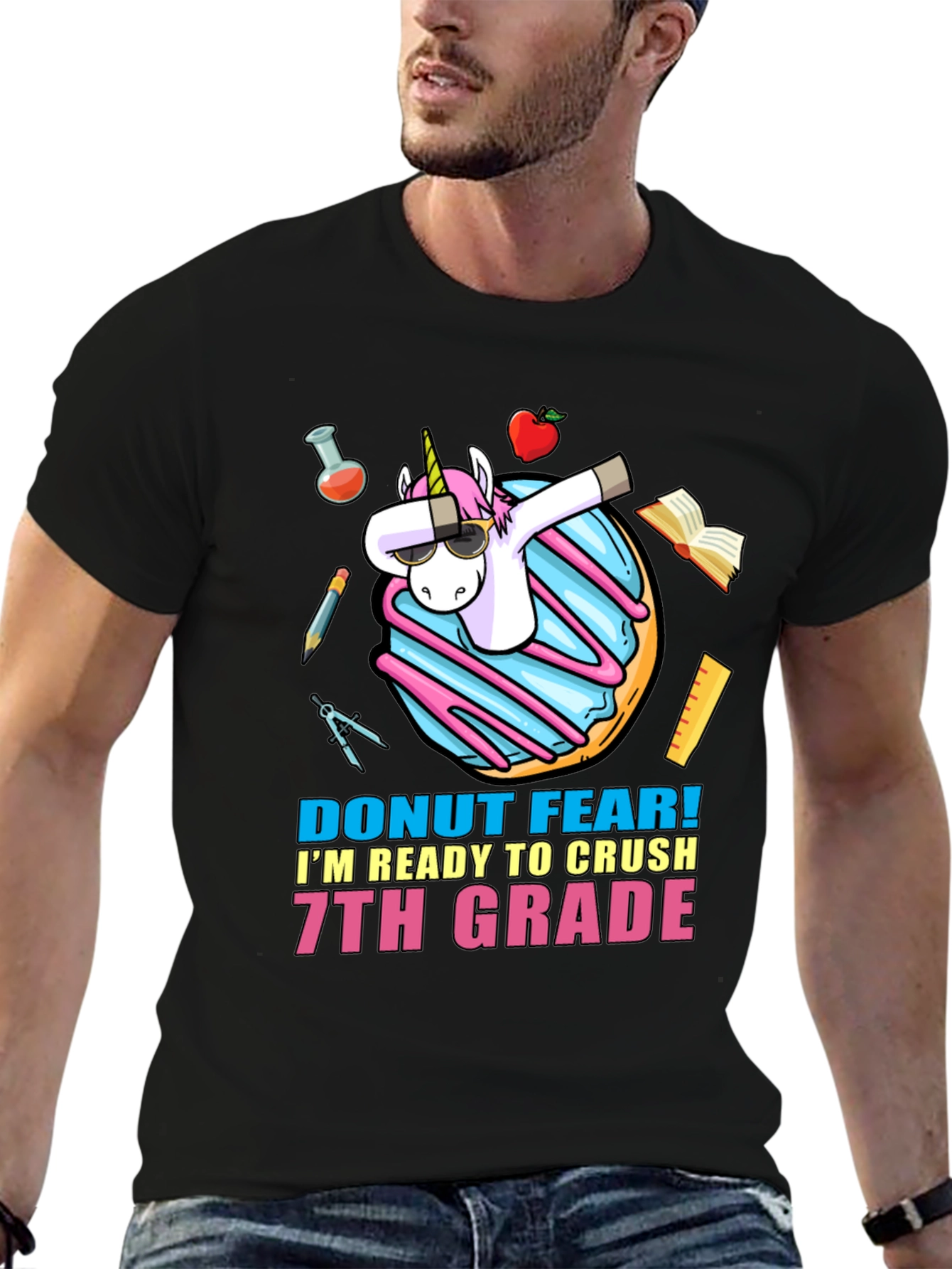 Black Donut Fear 7th Grade T-Shirt view 6