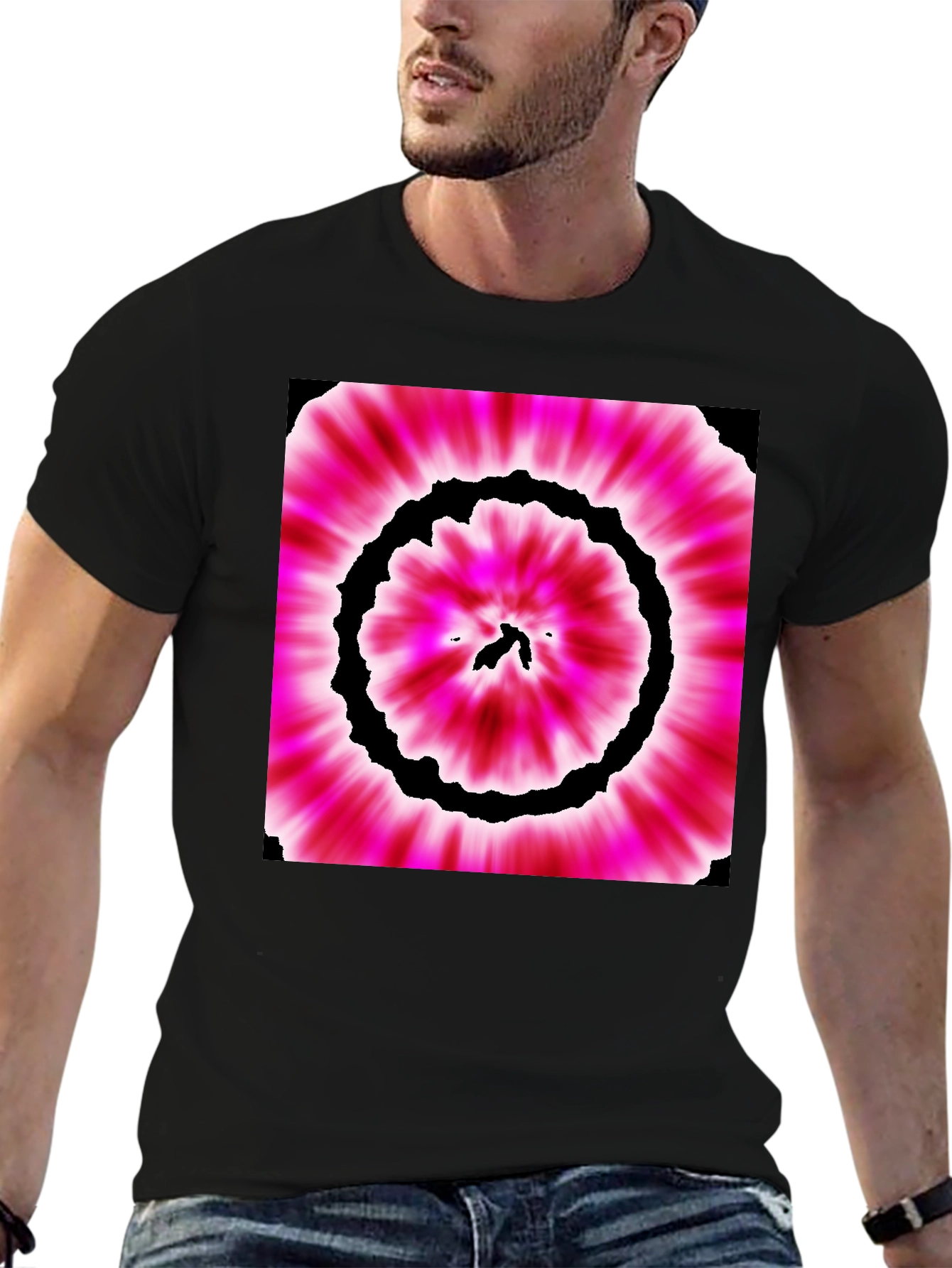 Black Vibrant Tie-Dye Graphic Tee view 6