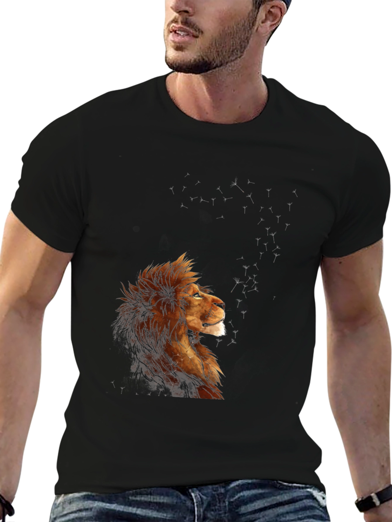 Black Lion Constellation Graphic T-Shirt - Black view 6