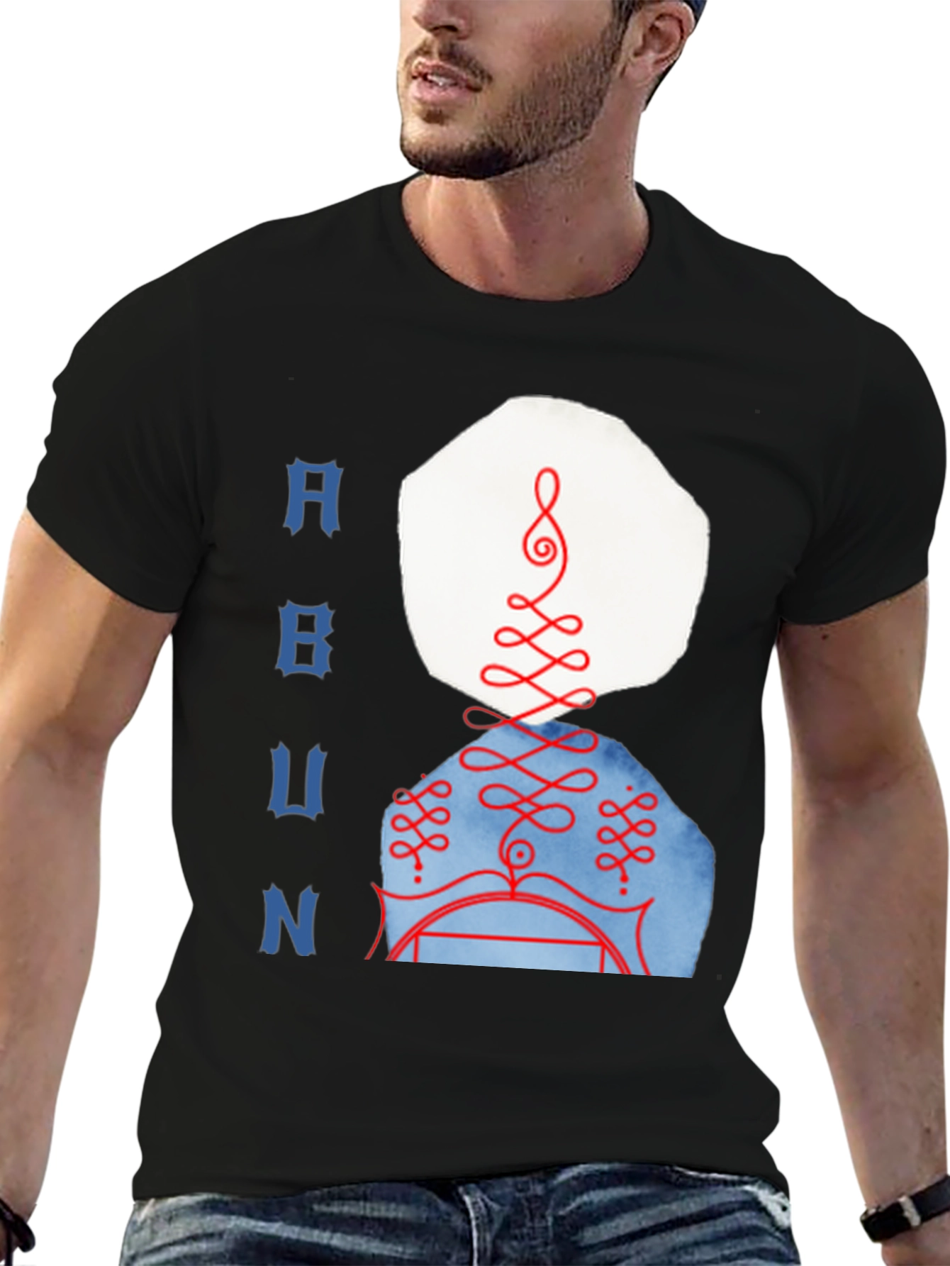 Black Abstract Graphic Print T-Shirt view 6