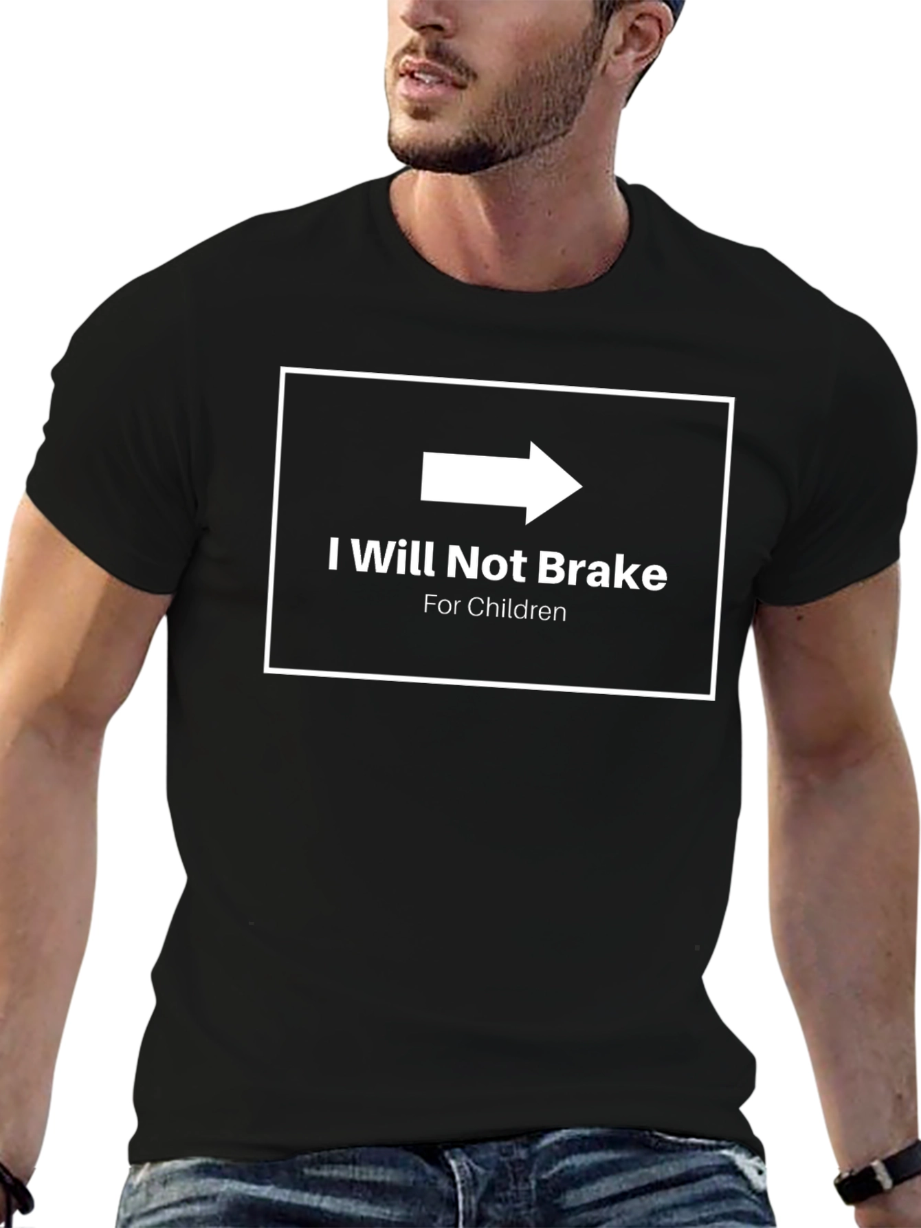Black I Will Not Brake for Children Graphic Tee view 6