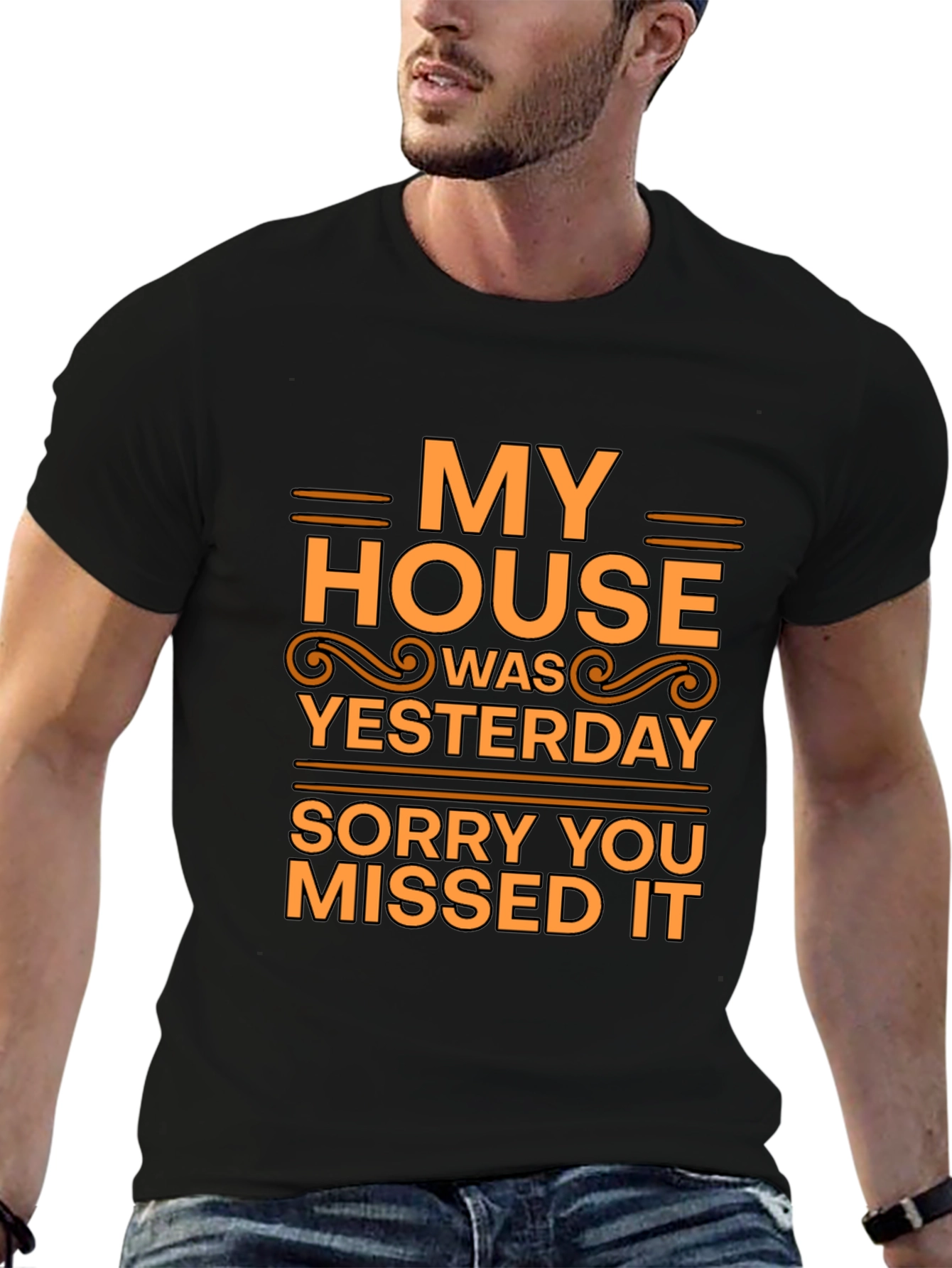 Black Humorous 'My House' T-Shirt view 6