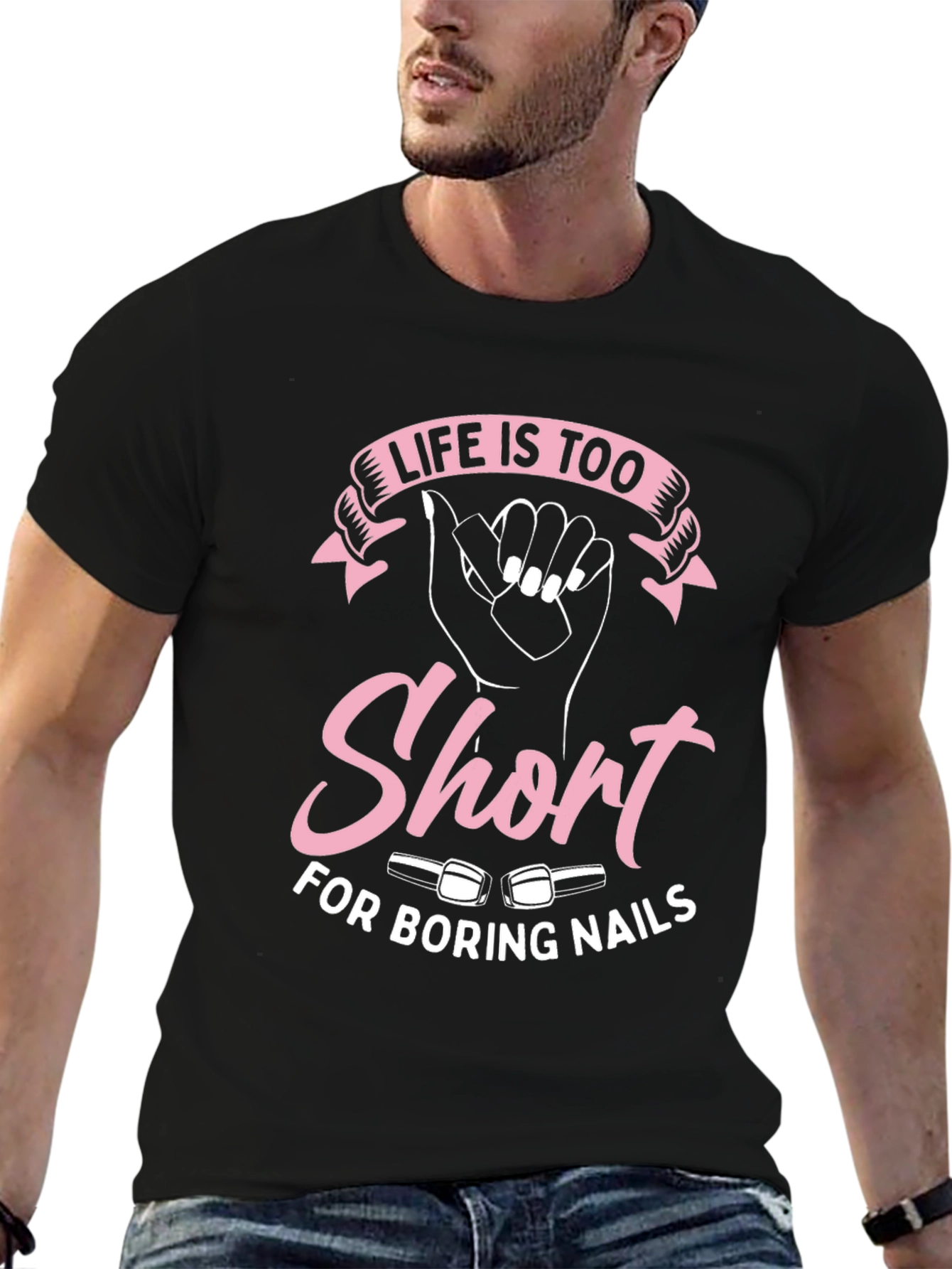 Black Life Is Too Short For Boring Nails Graphic Tee view 6