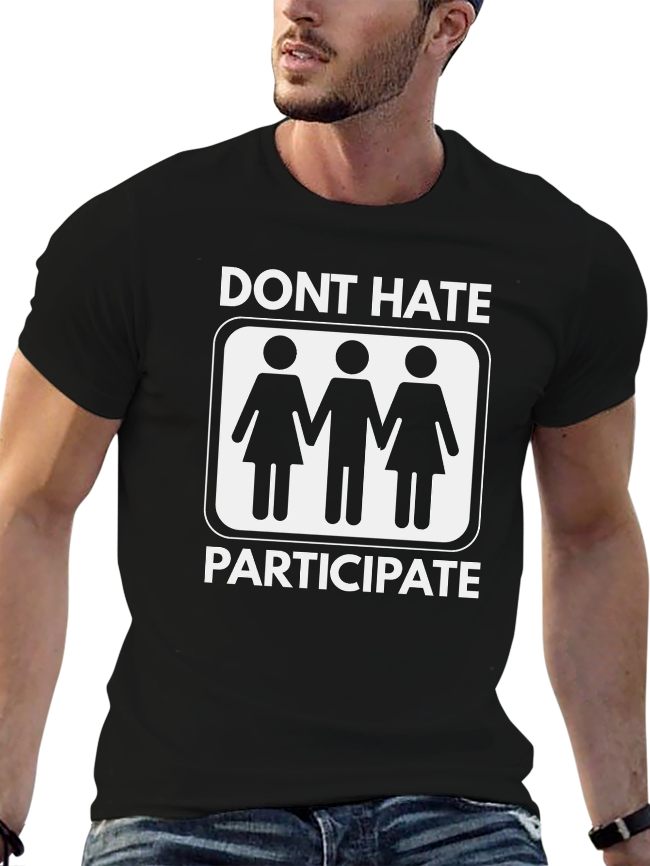 Black Dont Hate Participate Graphic T-Shirt - Black view 6