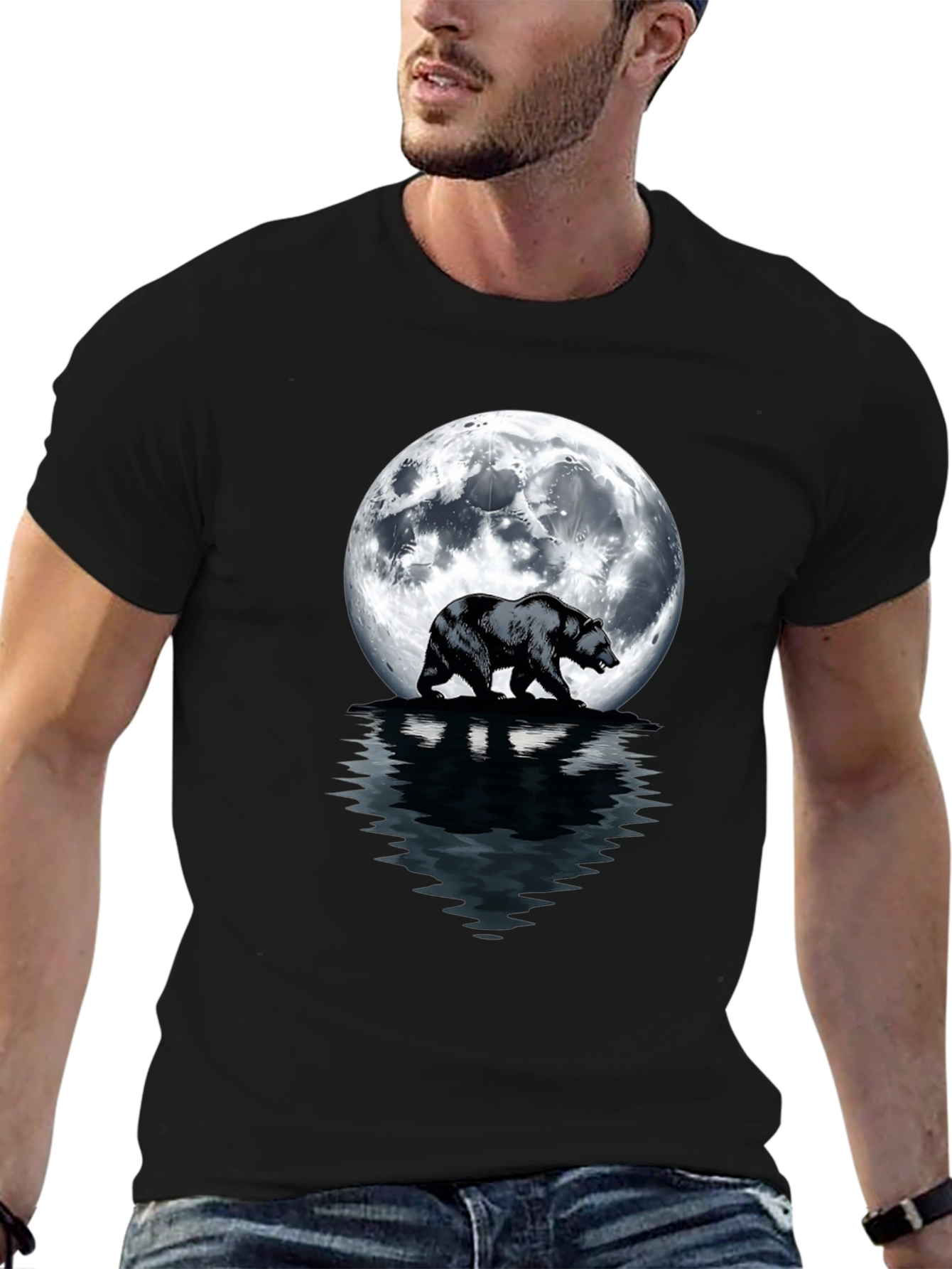 Bear Moon T-Shirt - Men's Black Graphic Tee - 6