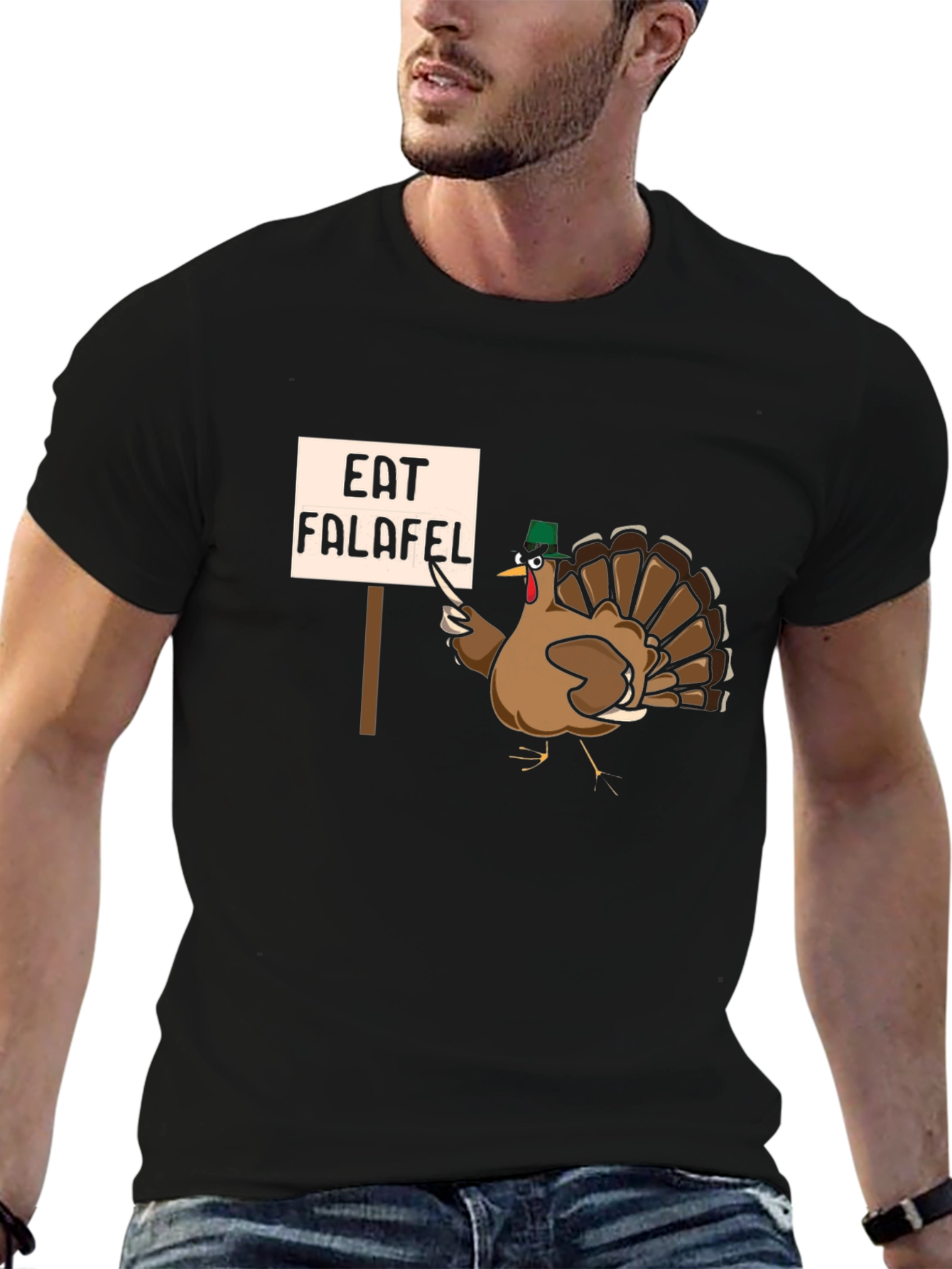 Black Eat Falafel Turkey Humor T-Shirt view 6