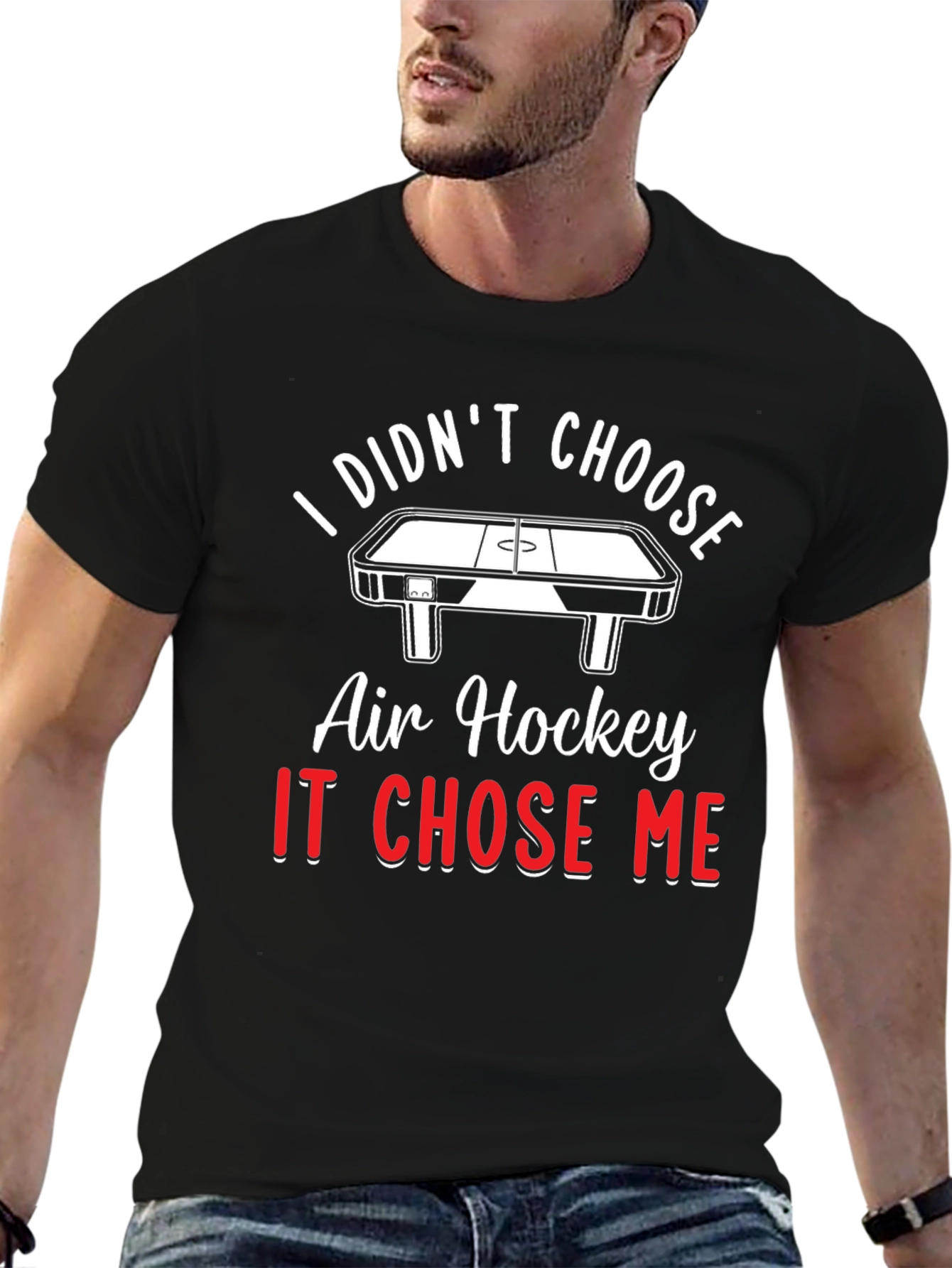 Black Air Hockey Chose Me T-Shirt - Novelty Graphic Tee view 6