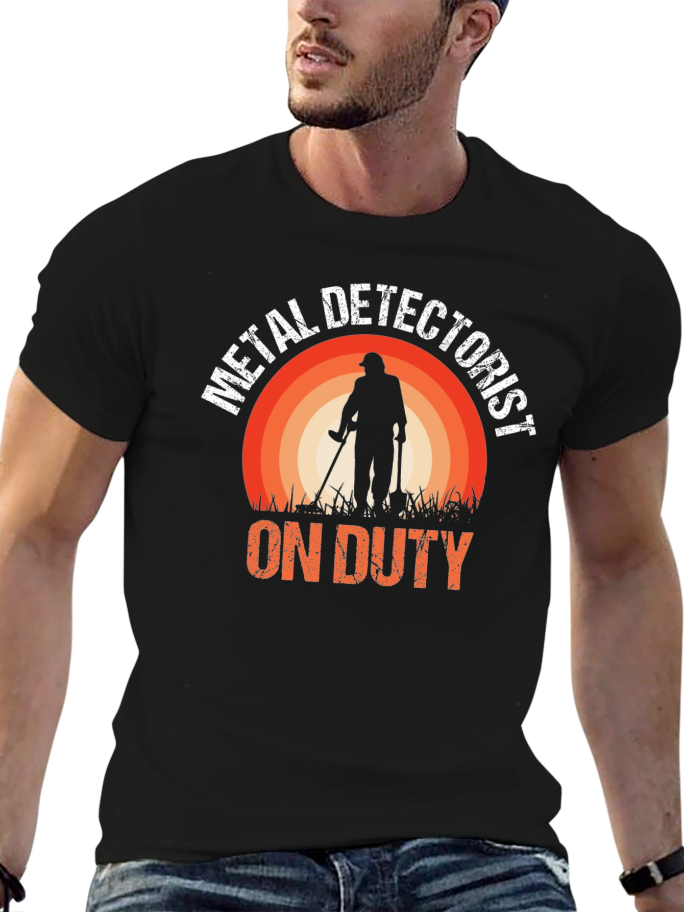 Black Metal Detectorist On Duty T-Shirt - Black view 6