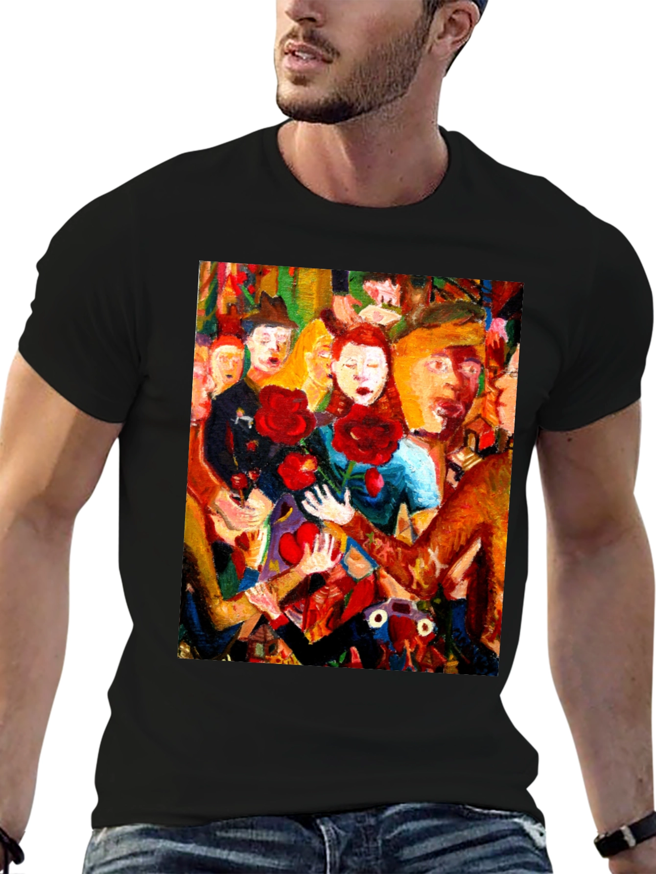 Black Expressionist Painting Graphic Tee view 6