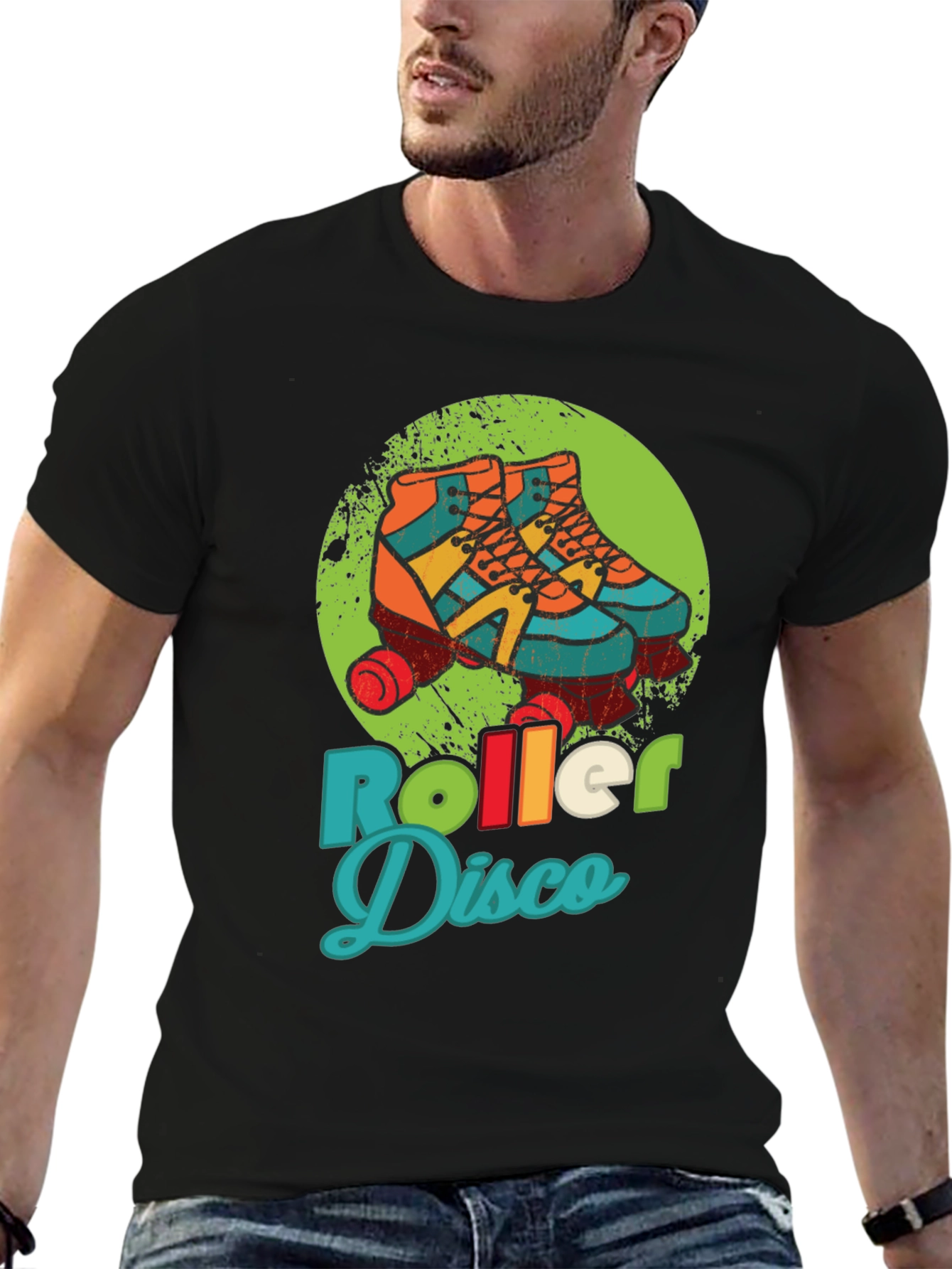 Black Retro Roller Disco T-Shirt - Vintage Style Skate Tee view 6