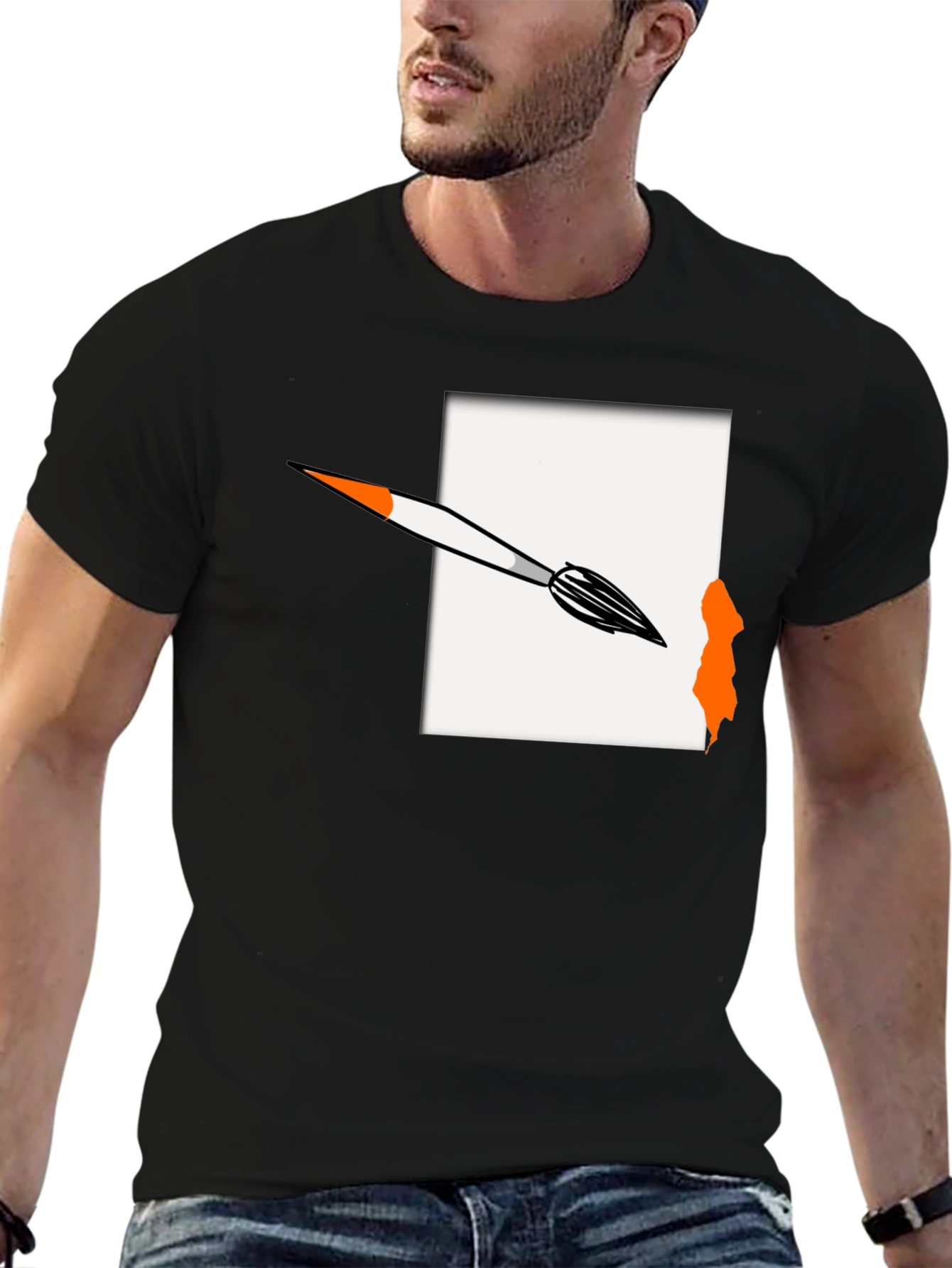 Black Artistic Brushstroke Graphic Tee view 6