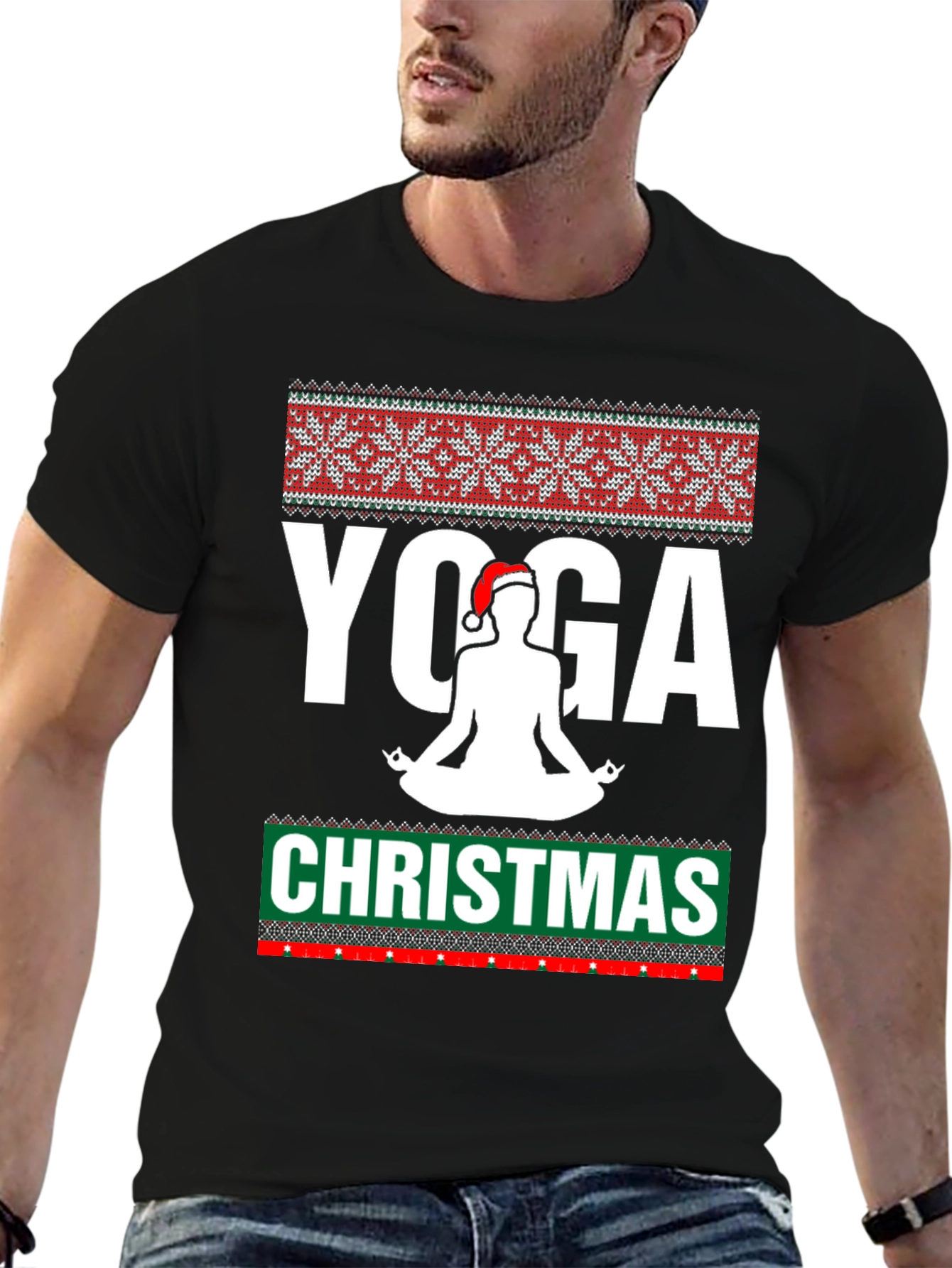 Black Yoga Christmas T-Shirt Festive Holiday Apparel view 6