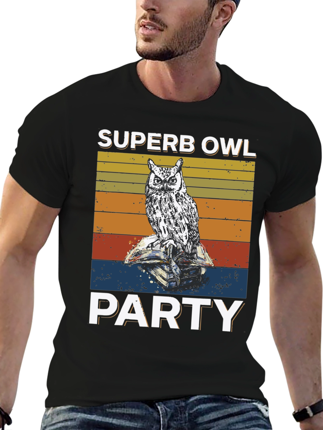 Black Superb Owl Party T-Shirt view 6