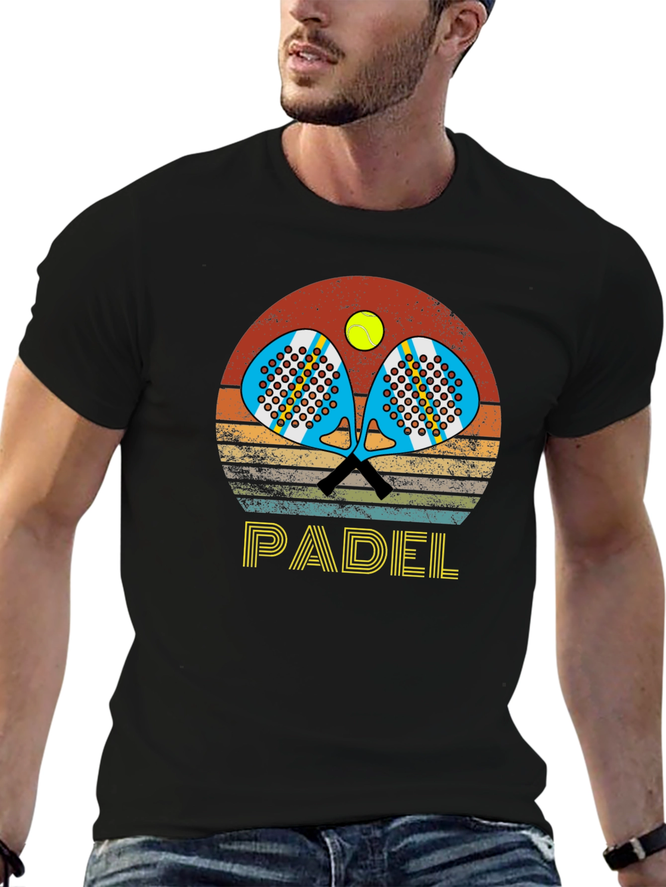 Black Retro Padel T-Shirt: Vintage Sportswear view 6