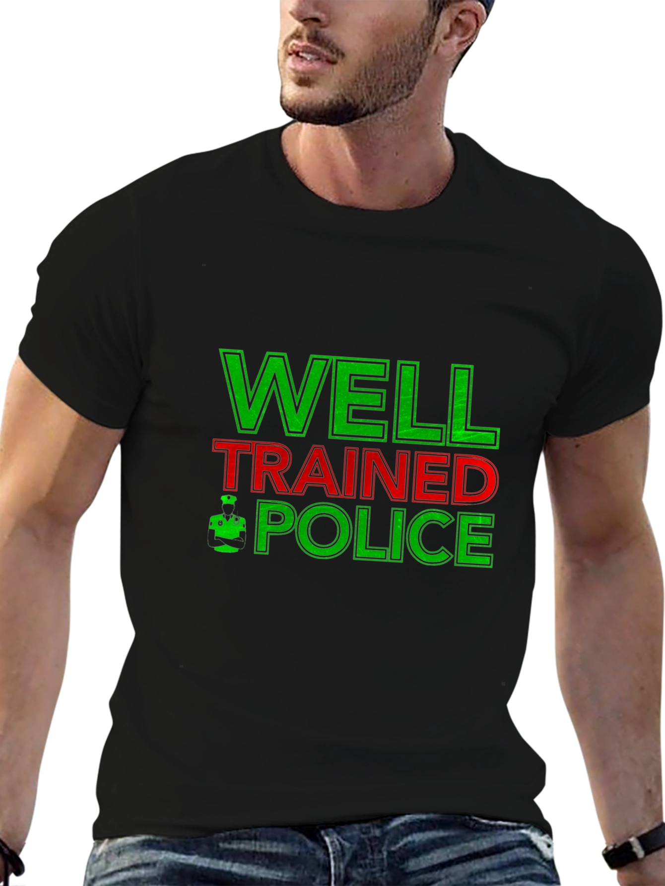 Black Well Trained Police Graphic T-Shirt view 6