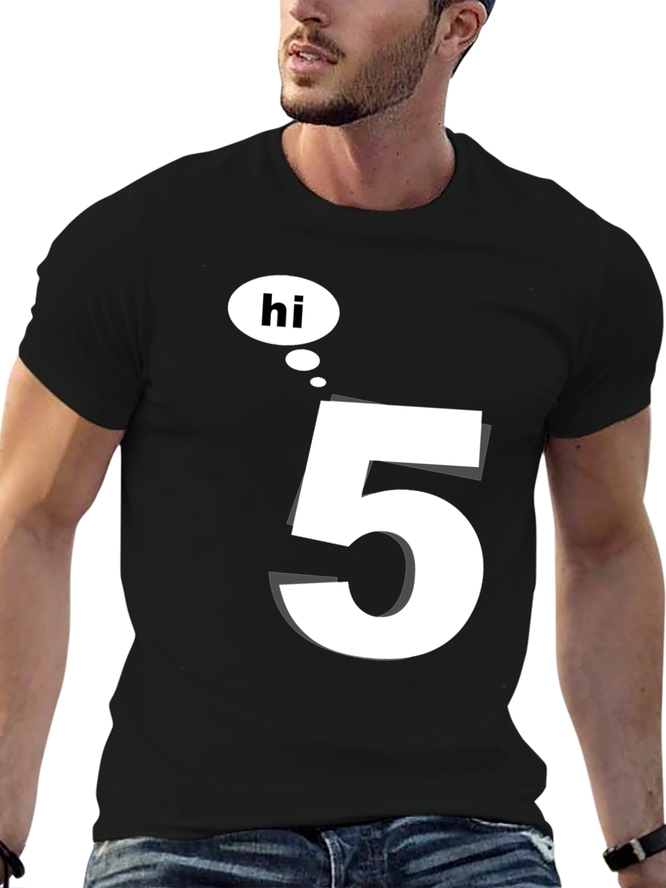 Black Hi 5 Black T-Shirt - Casual Wear view 6