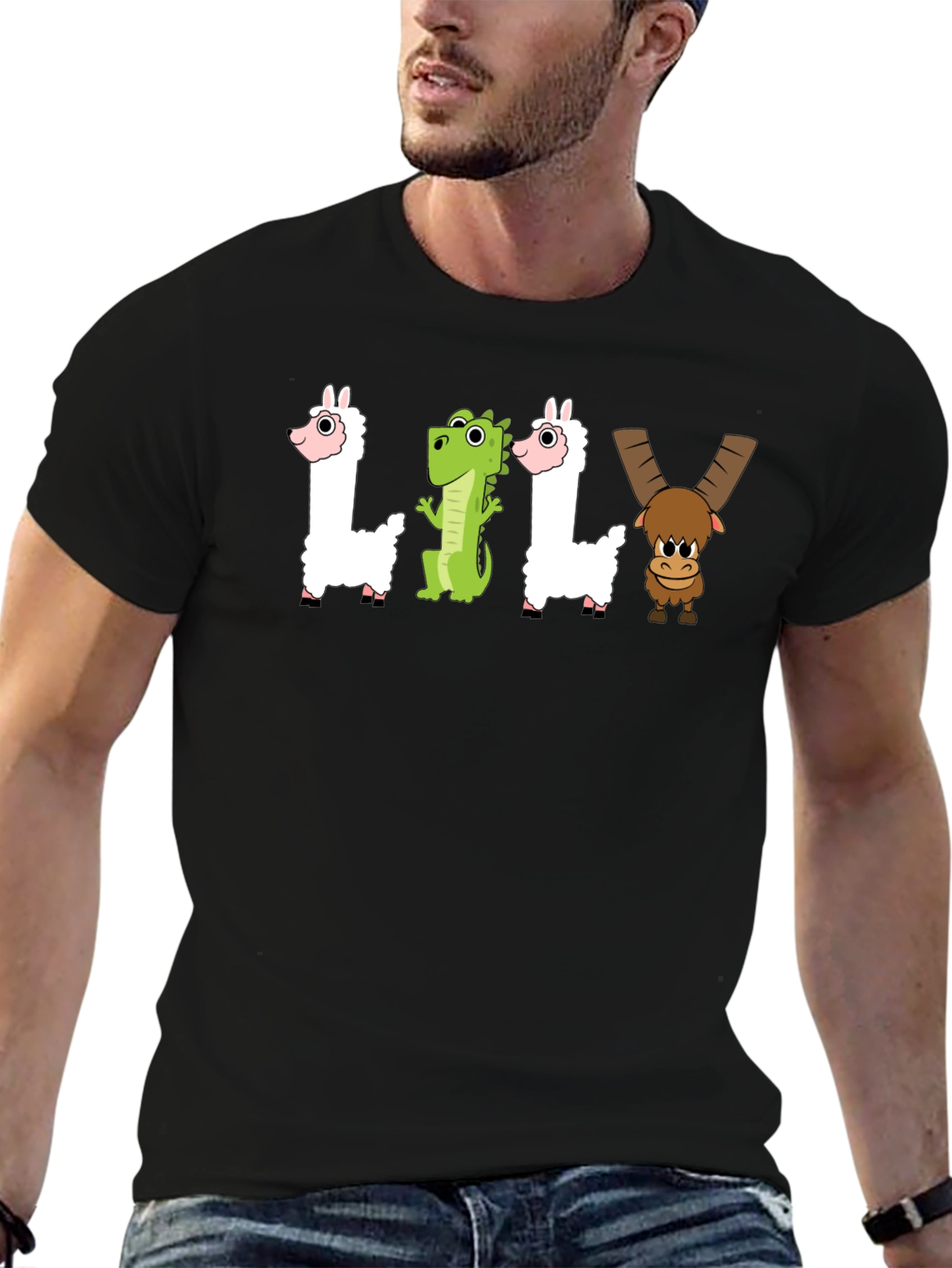 Black LILY Cartoon T-Shirt - Funny Graphic Tee view 6