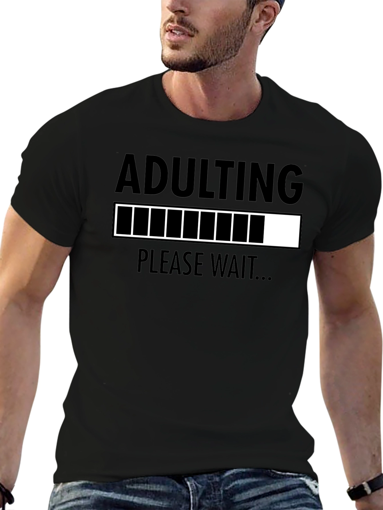 Black Adulting Please Wait T-Shirt Funny Graphic Tee view 6