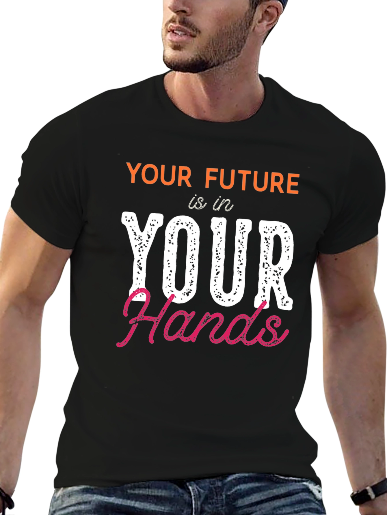 Black Future in Your Hands Graphic Tee - Motivational Design view 6