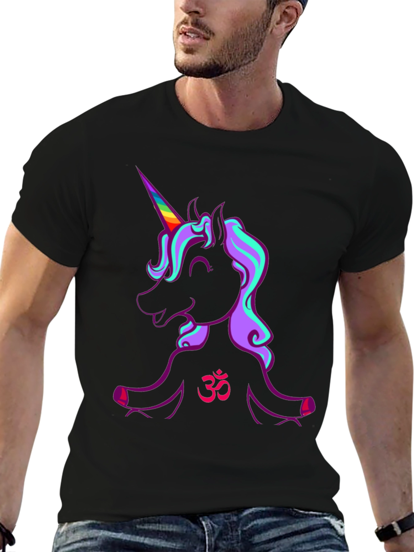 Black Unicorn OM T-Shirt - Spiritual Graphic Tee view 6