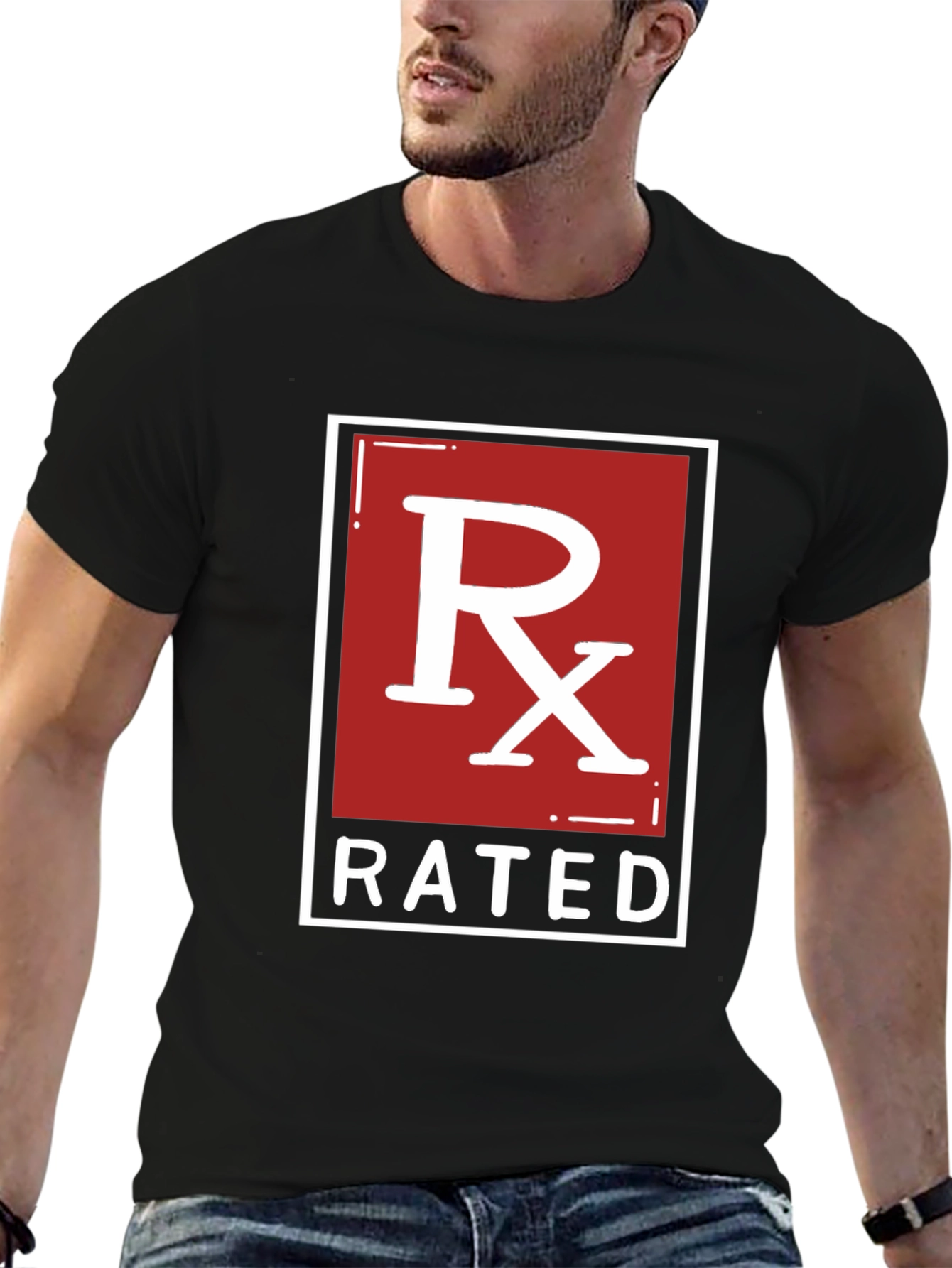 Black RX Rated Graphic Tee - Black Cotton T-Shirt view 6