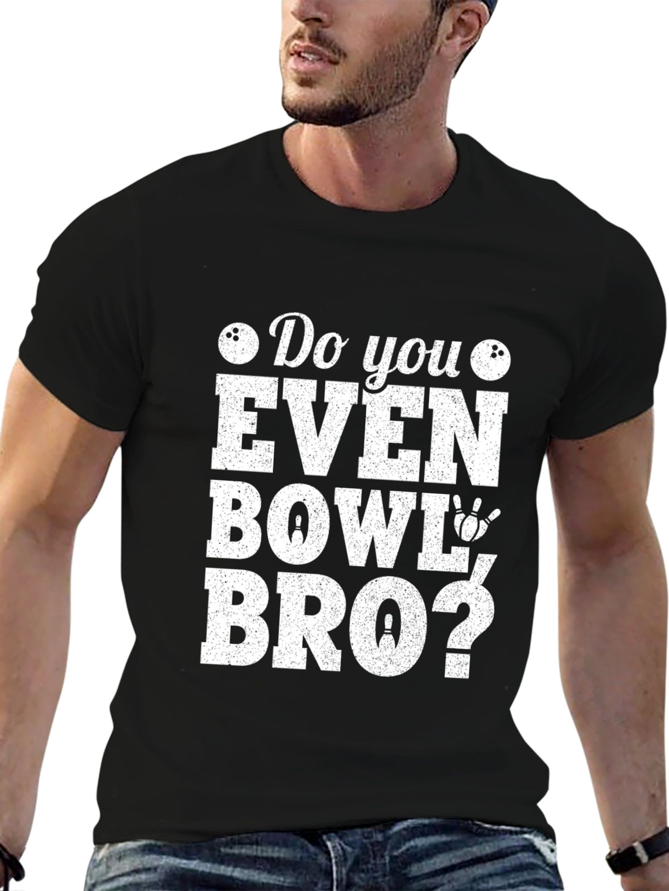 Black Do You Even Bowl Bro? Graphic Tee view 6