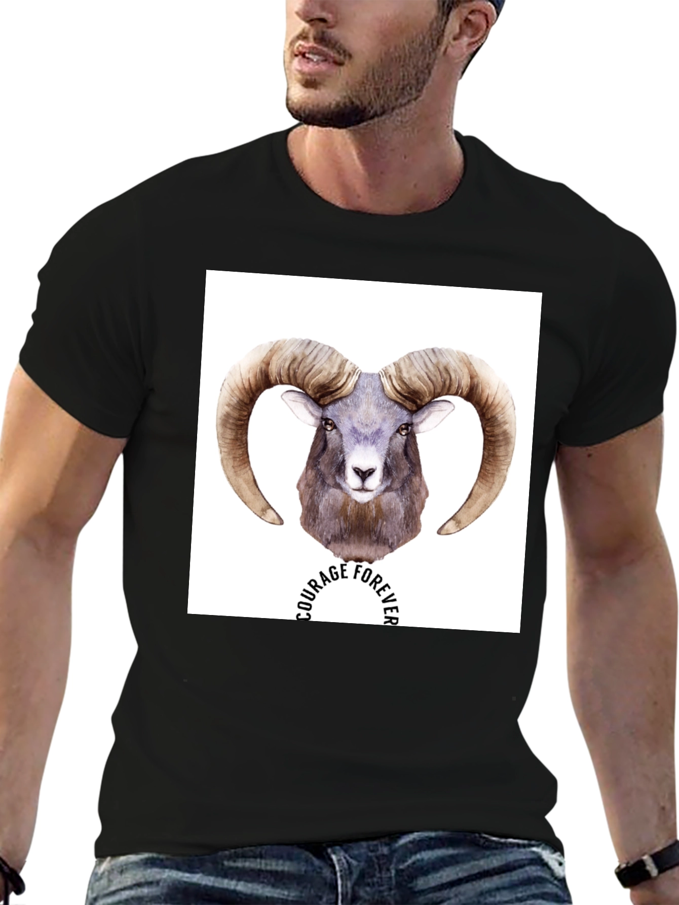 Black Courage Forever Ram Graphic T-Shirt - Black view 6