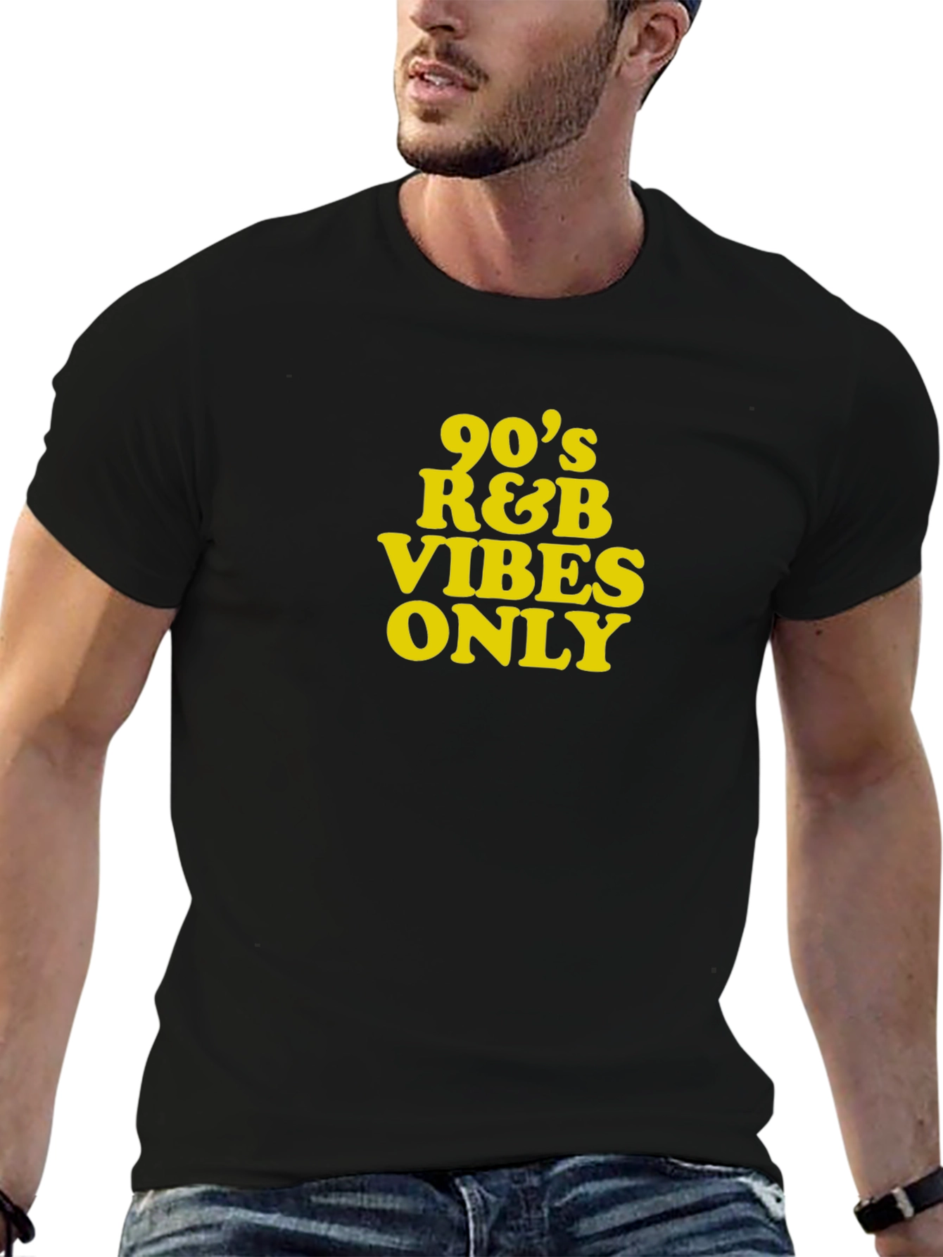 Black 90's R&B Vibes Only Black T-Shirt view 6