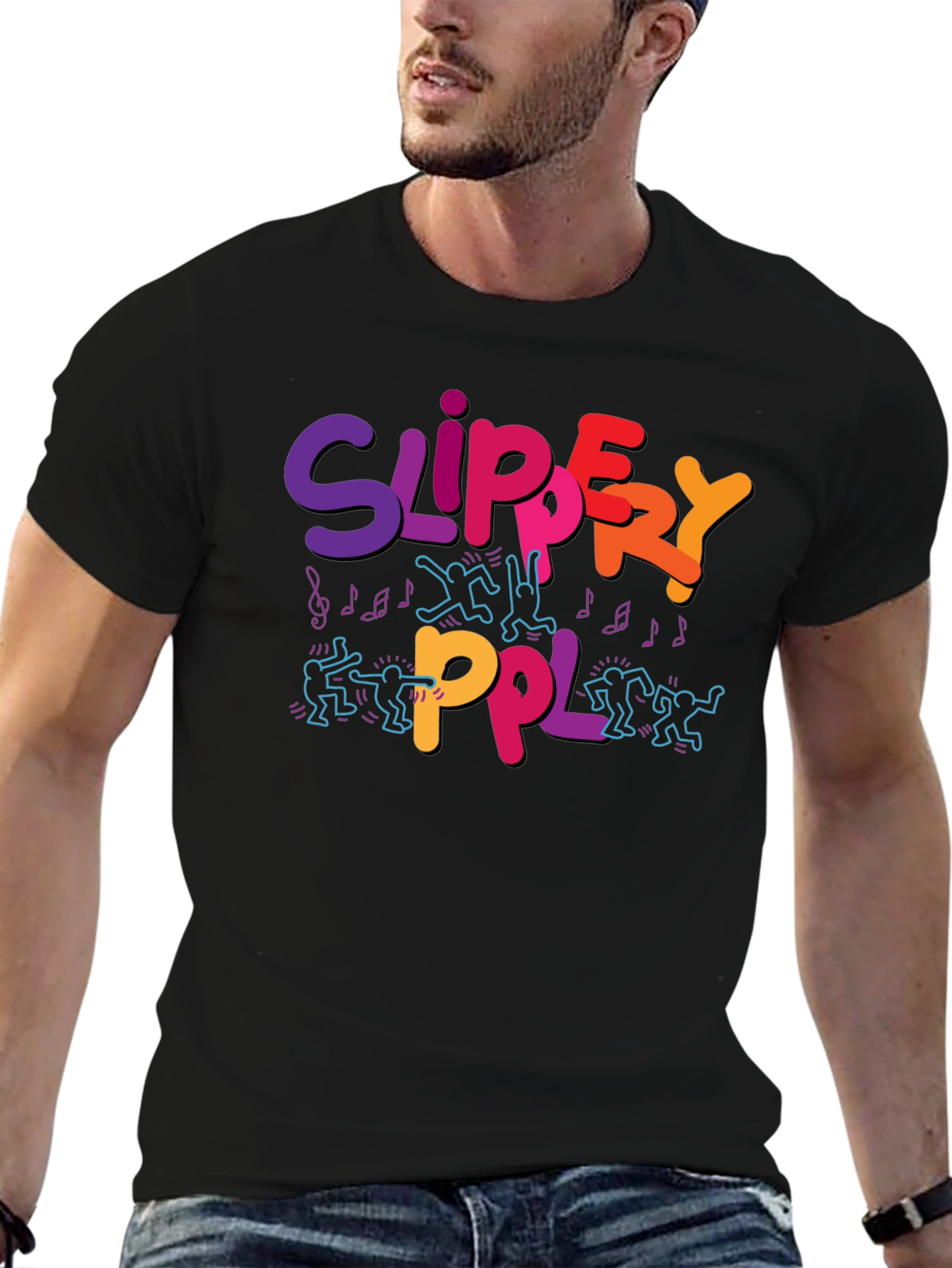 Black Slippery PPL Graphic T-Shirt - Black view 6