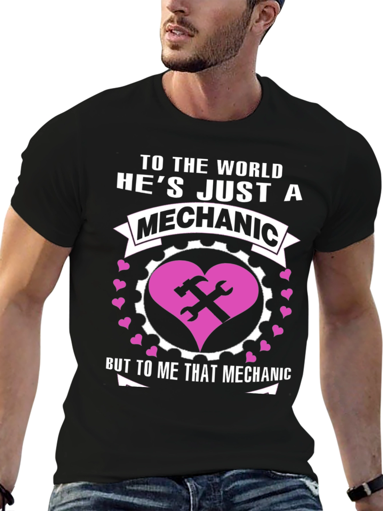 Black Mechanic Love Tee - Gift for Her view 6