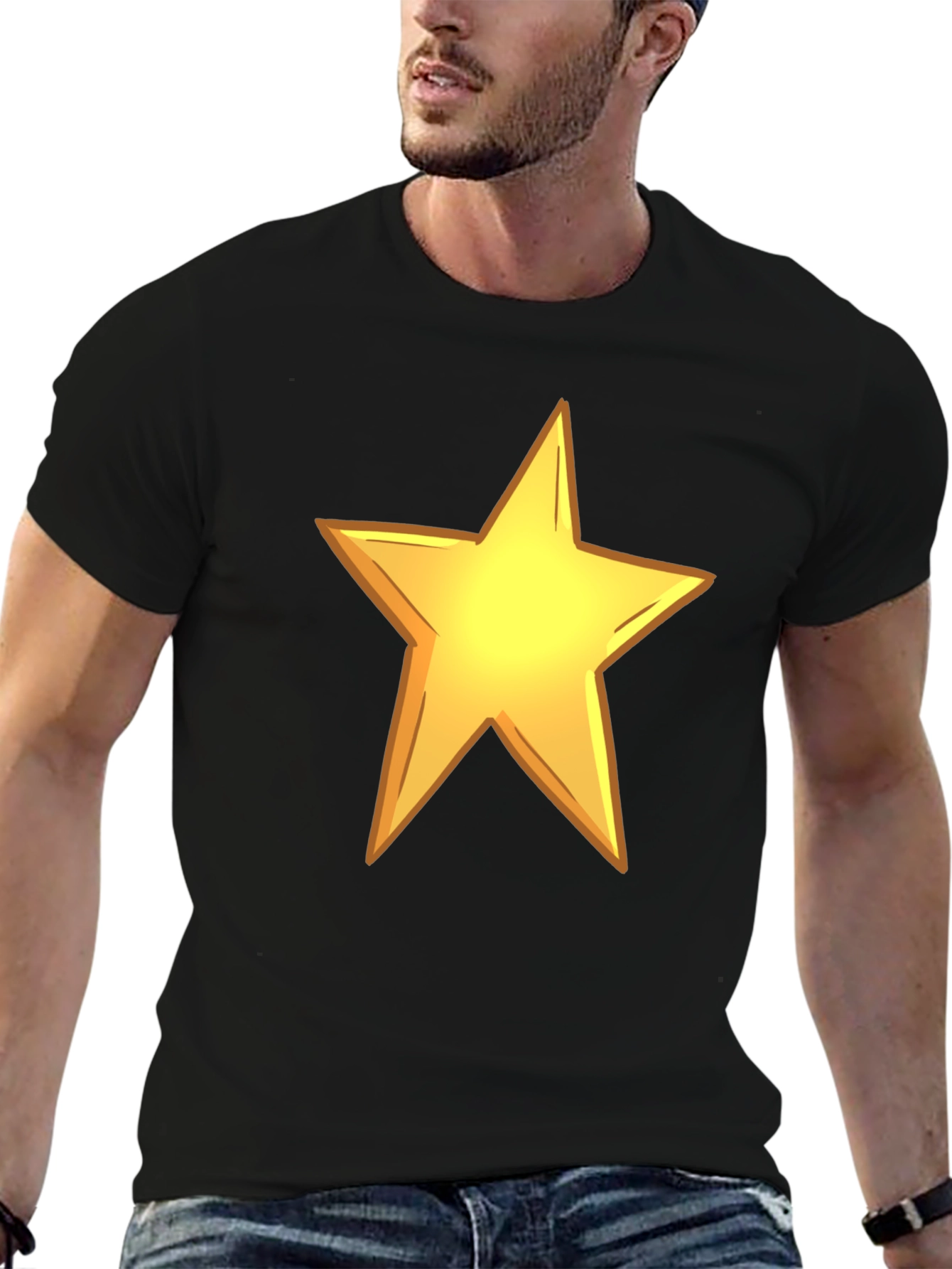Black Bold Star Graphic Black Tee view 6
