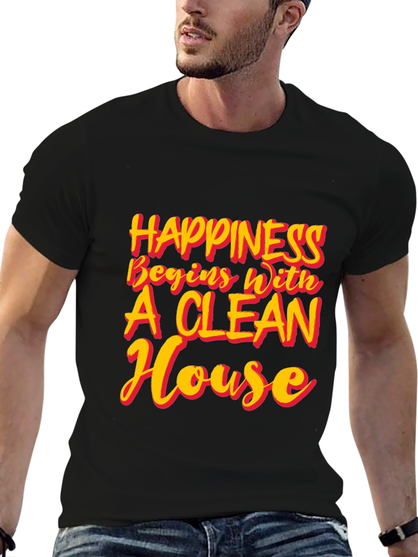 Black Happiness Clean House T-Shirt view 6