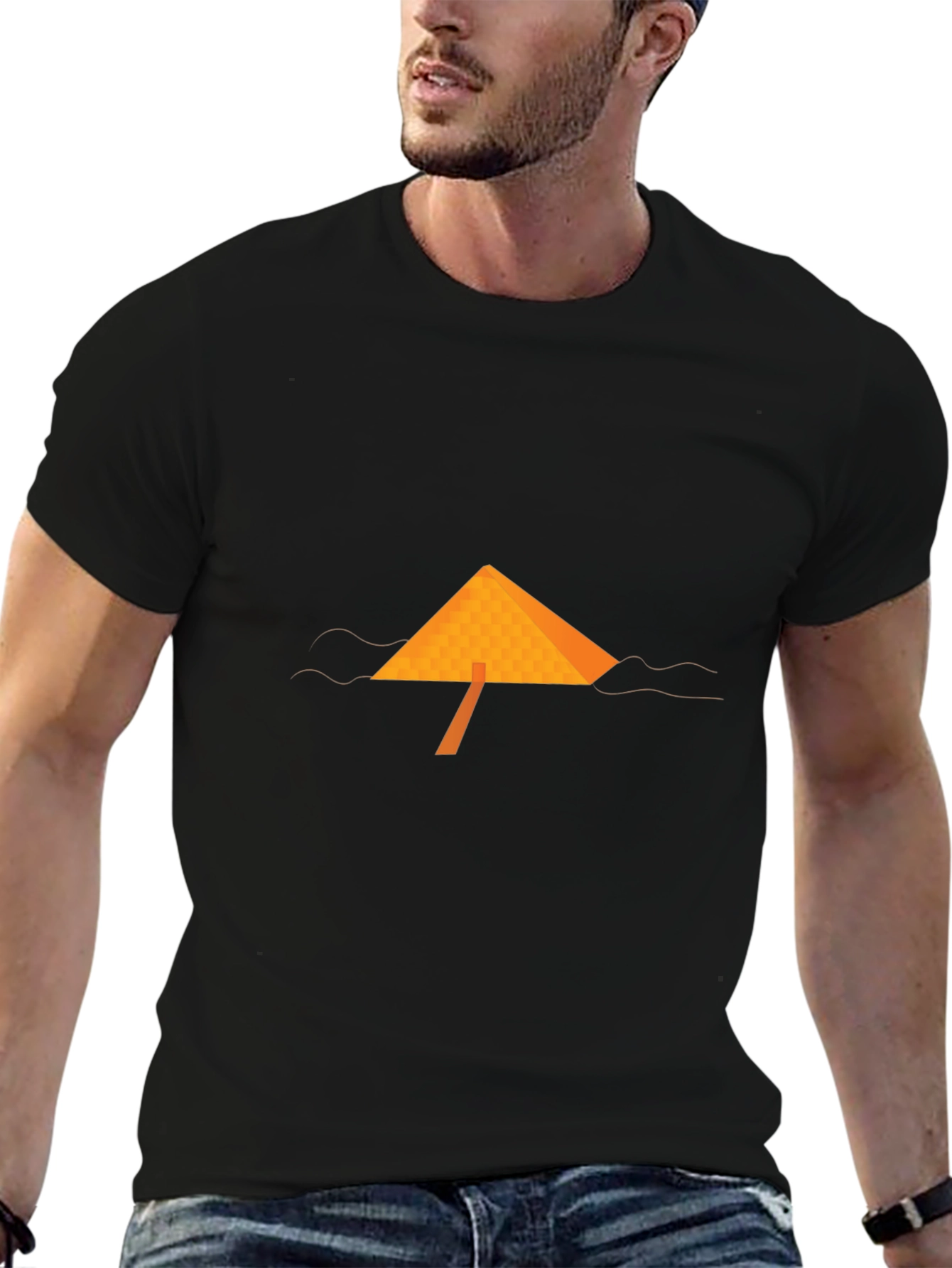 Black Geometric Pyramid T-Shirt - Bold Graphic Tee view 6