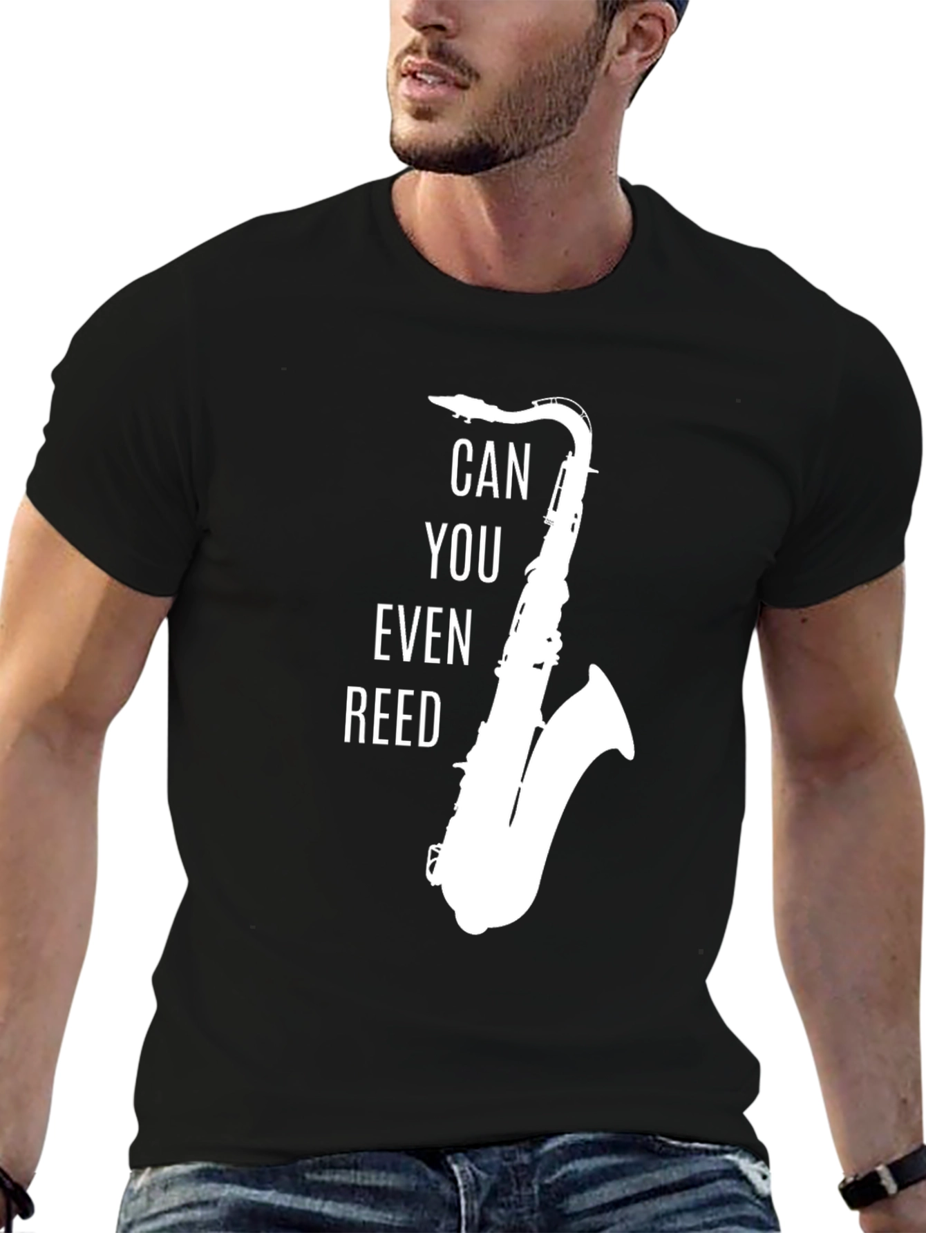 Black Can You Even Reed T-Shirt - Musician Saxophone Player Tee view 6