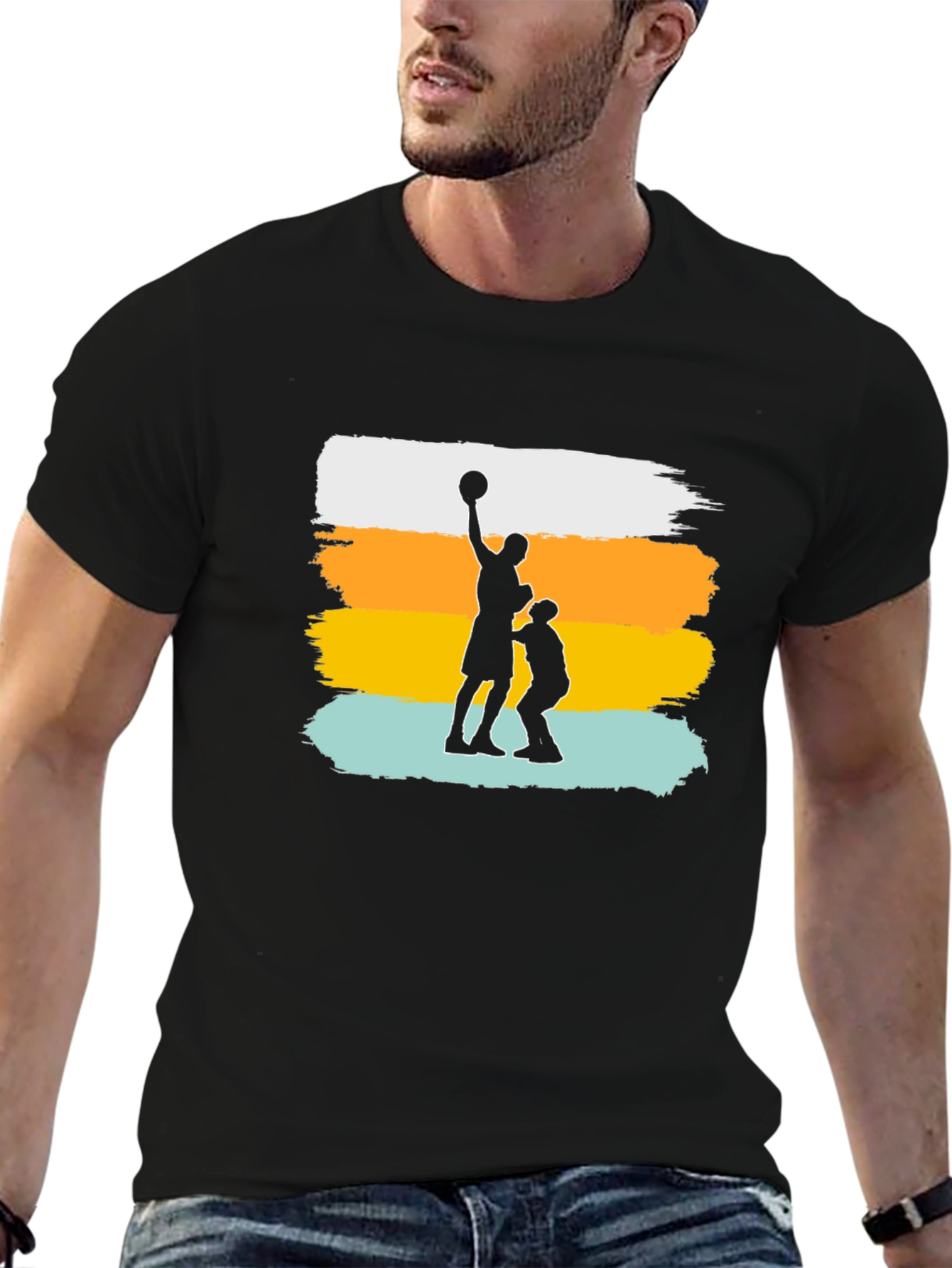 Black Basketball Silhouette T-Shirt view 6
