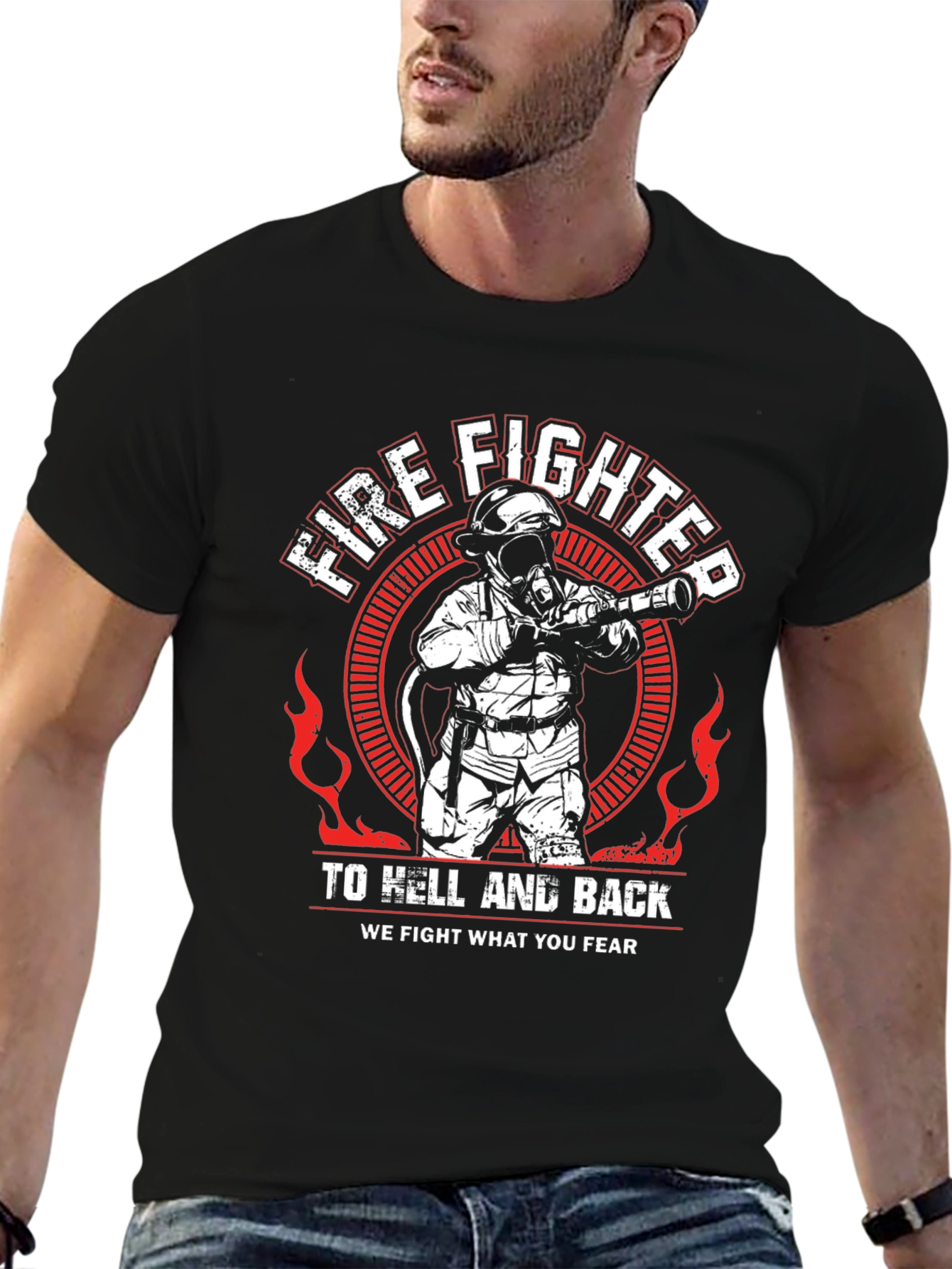 Black Firefighter To Hell And Back T-Shirt view 6
